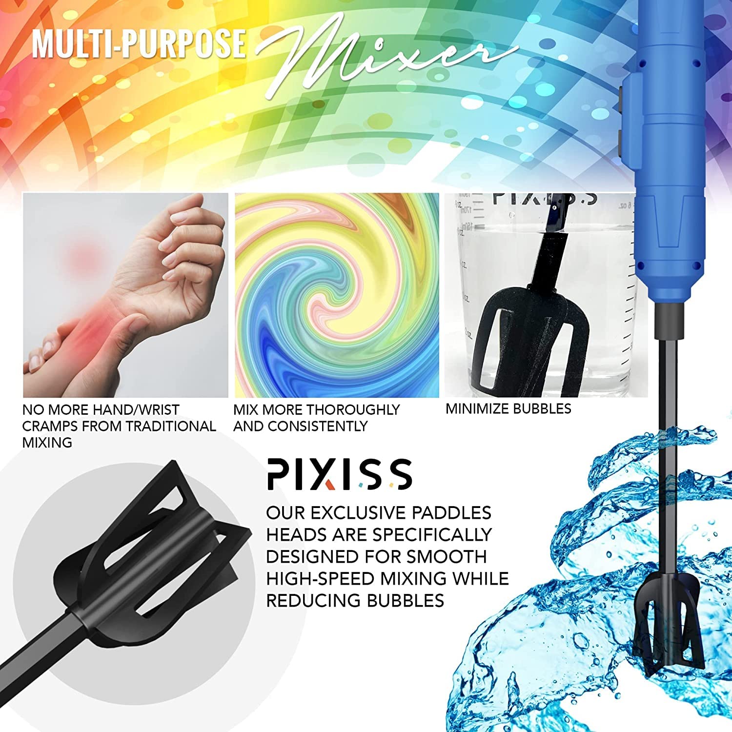**Pixiss Premium Handheld Rechargeable Epoxy Resin Mixer - Pro-Grade Resin Stirrer for DIY Crafts, Tumblers & Resin Art - Minimizes Bubbles with Included Starter Kit - Perfect for Resin Jewelry, Coasters & Home Decor Projects**