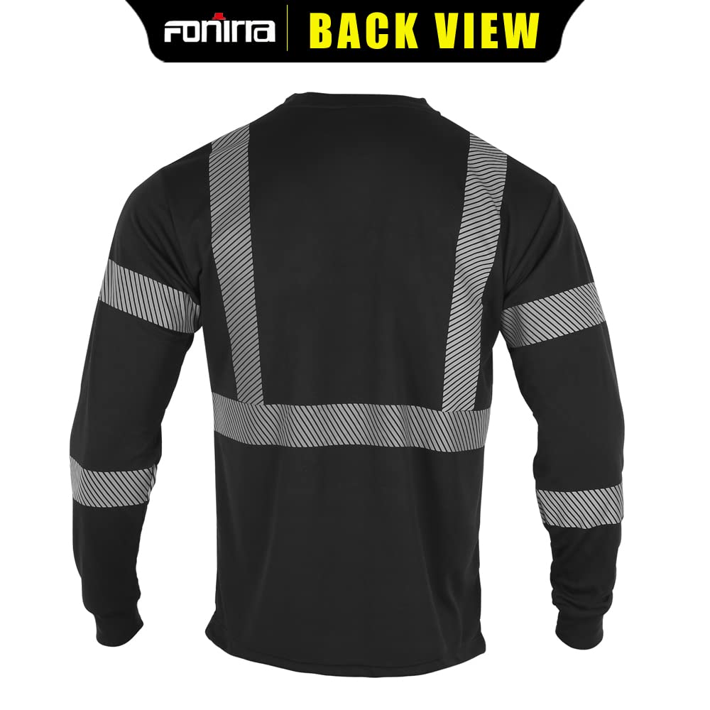 FONIRRA 3-Pack ANSI Class 3 High Visibility Safety Shirts with Reflective Stripes - Long Sleeve Workwear for Construction, Road Crew & Night Workers - Ideal for Construction Sites, Highway Maintenance & Low-Light Conditions