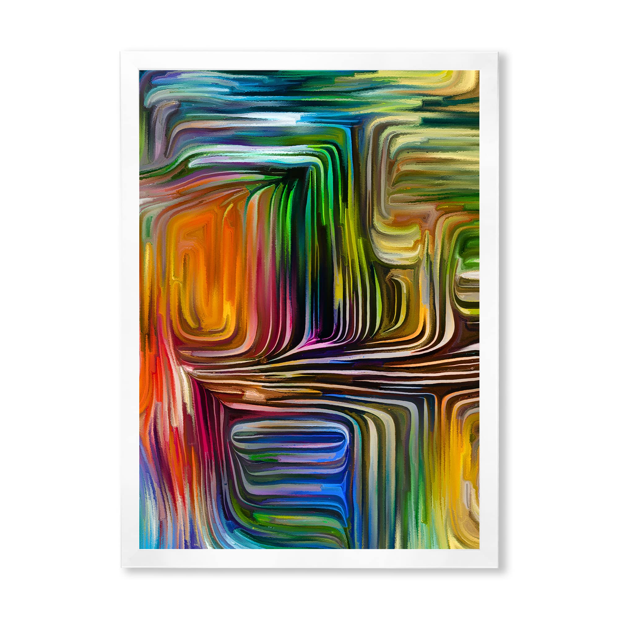 DesignQ Colour Fusion III Modern Framed Wall Art - Abstract Canvas Painting for Living Room, Bedroom & Office Decor | Ready to Hang Home Wall Decorations