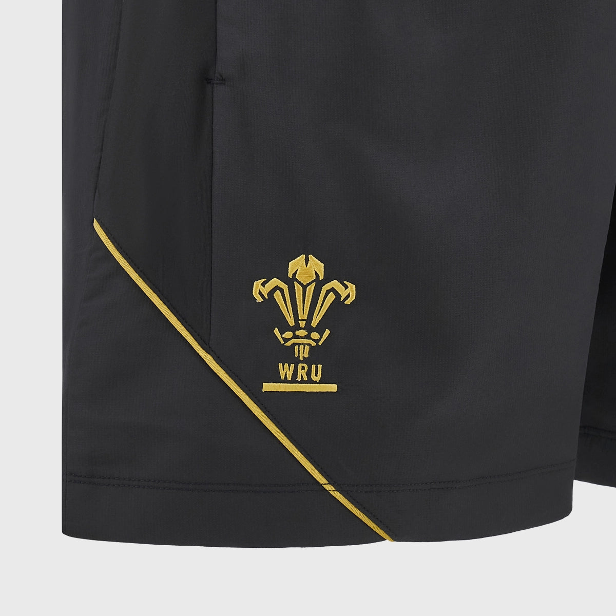 Macron Wales Rugby Training Bermuda Shorts - Black | Men's Breathable Athletic Shorts for Rugby, Gym & Casual Wear