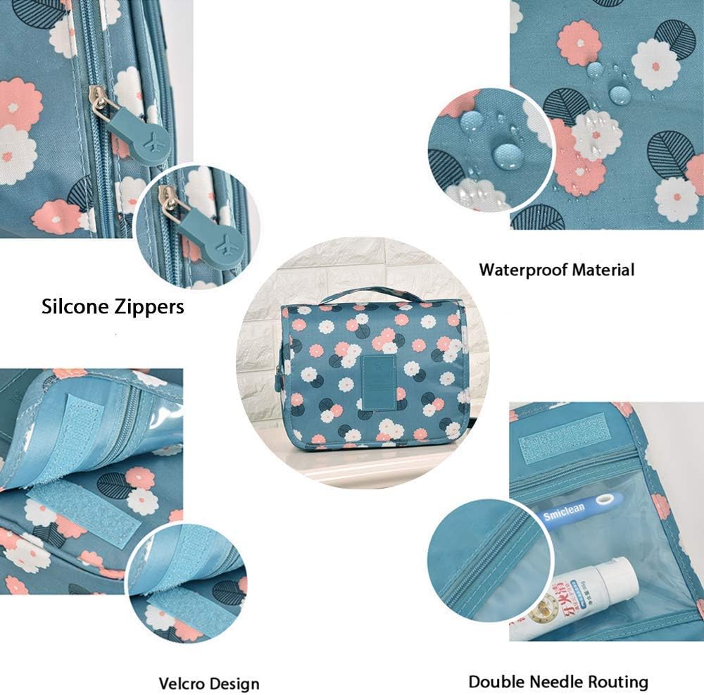 ZAEGO Waterproof Hanging Toiletry Bag for Travel - Portable Cosmetic & Makeup Organizer with Shaving Kit Pouch, Multifunctional Nylon Hanging Organizer for Women & Girls - Perfect for Camping, Gym, and Business Trips