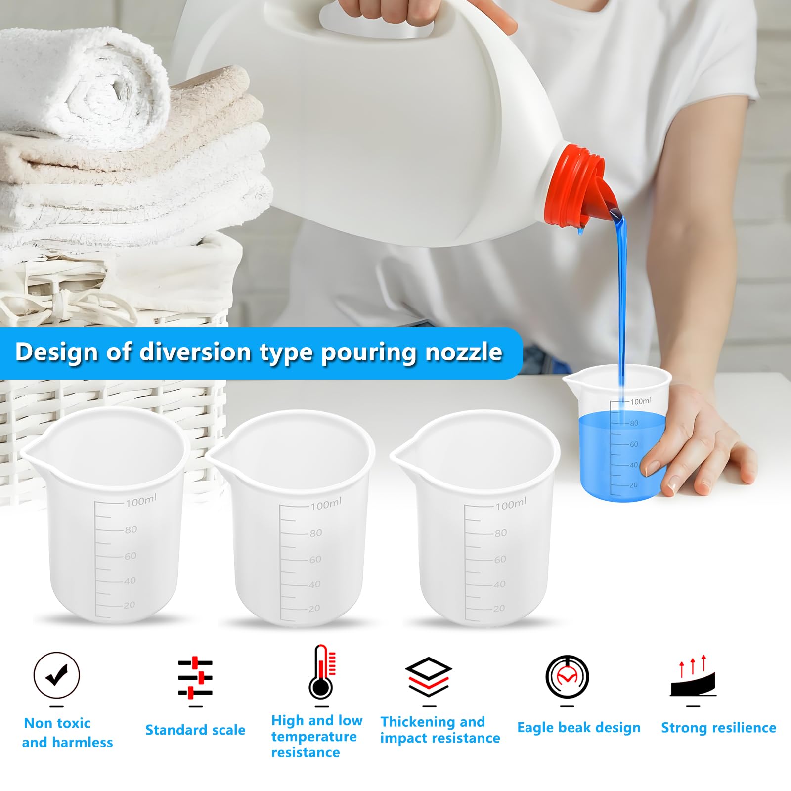 Flexible Silicone Laundry Detergent Measuring Cup - Washable & Reusable Liquid Detergent Dispenser for Washing Machine (2-Pack) - Perfect for Laundry Rooms, Apartments & Eco-Friendly Homes