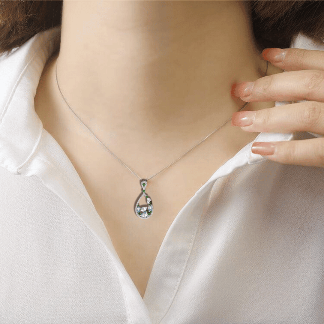 Elegant Teardrop Multi-Color Gemstone Pendant Necklace for Women | Dainty Bohemian Jewelry Gift for Her | Perfect for Weddings, Parties & Everyday Wear