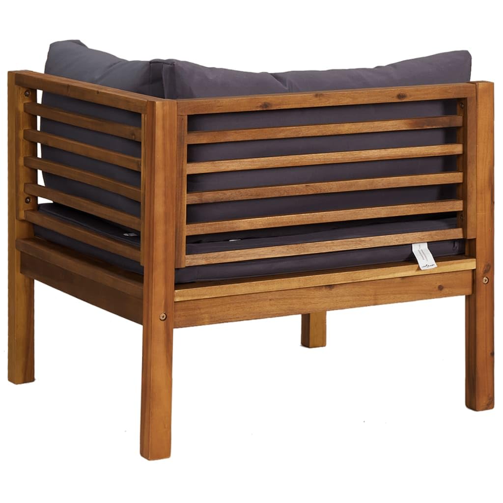 vidaXL Patio Corner Sofa Set with Cushions & Tea Table - Modular Sectional Outdoor Furniture in Solid Acacia Wood - Rustic Garden Sofa for Backyard, Poolside & Patio Relaxation