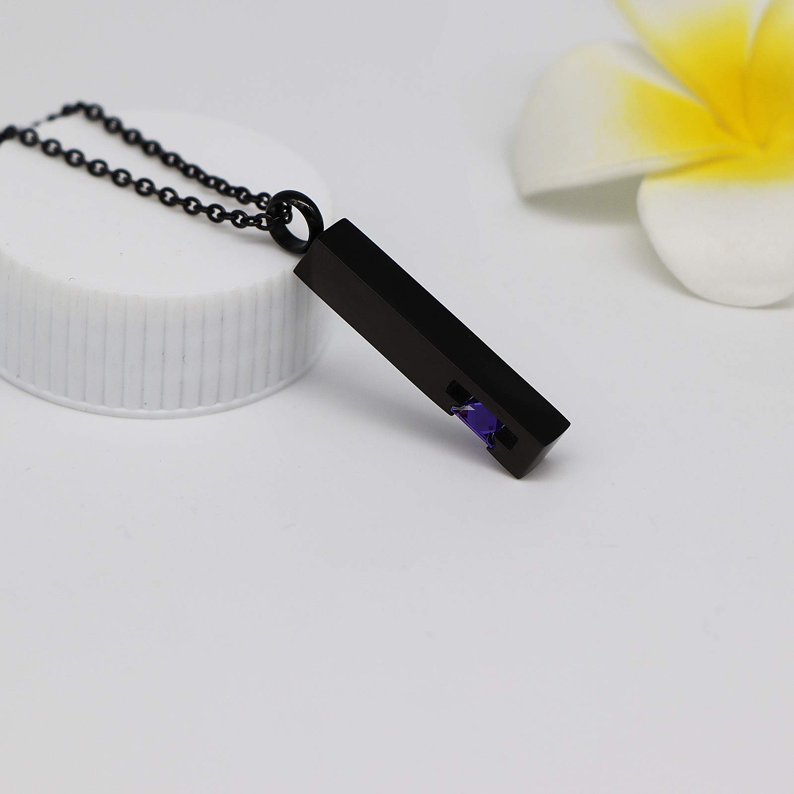 Stainless Steel Memorial Ashes Necklace - Black Birthstone Crystal Cremation Jewelry Pendant for Loved Ones | Keepsake Urn Locket for Ashes | Perfect for Remembrance, Funerals & Memorial Gifts