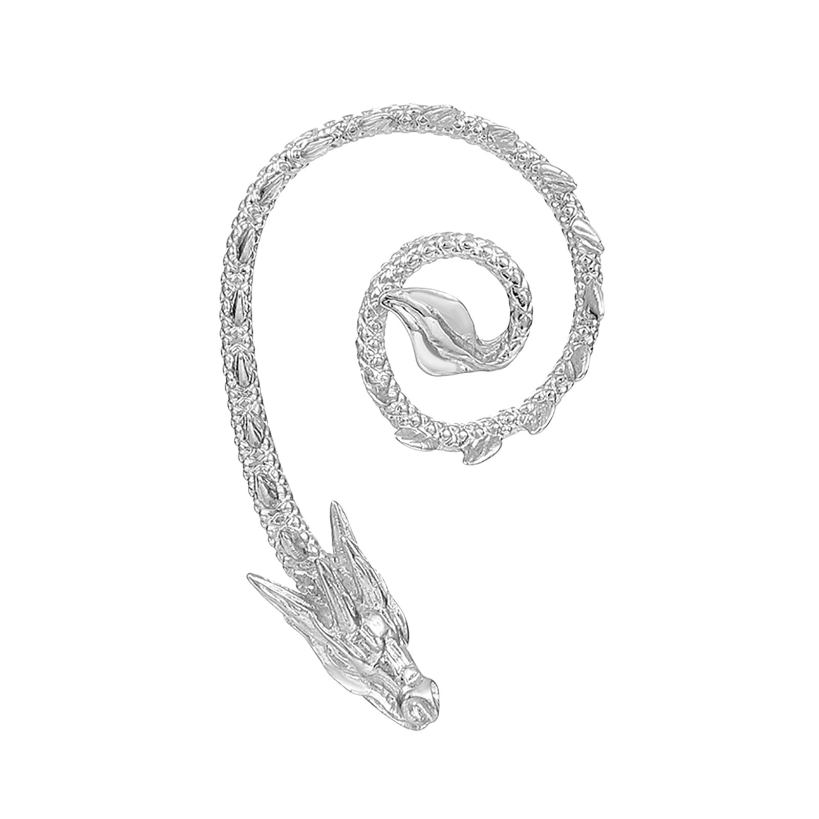 AGOUNOD Punk Retro Dragon Ear Clip - No Hole Snap On Metal Earrings for Women & Girls - Silver Gothic Jewelry for Parties, Halloween & Cosplay
