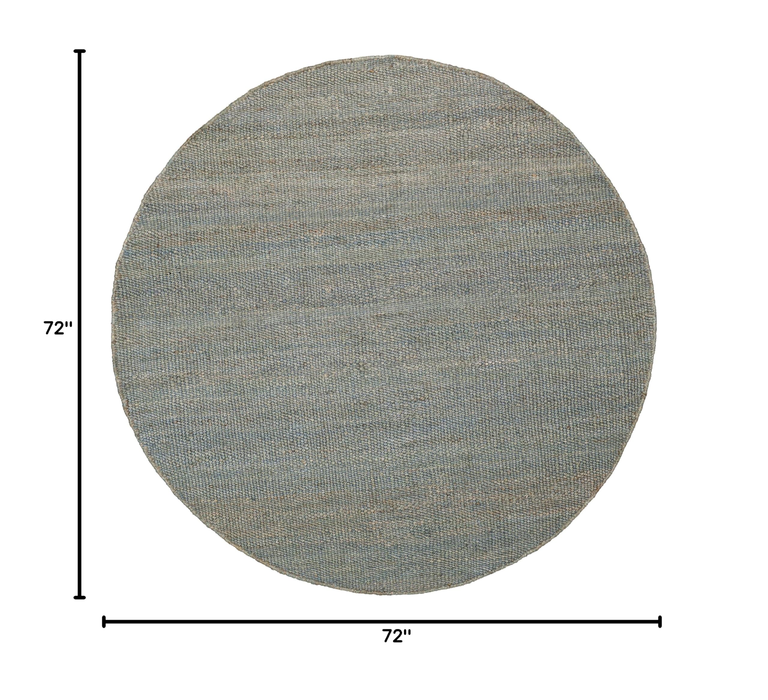 SAFAVIEH Natural Fiber Collection Handmade Boho Fringe Woven Jute Area Rug - 6' Round Blue, Eco-Friendly Floor Mat for High Traffic Living Room & Bedroom | Perfect for Bohemian Decor, Coastal Homes & Farmhouse Style Interiors (NF368E)