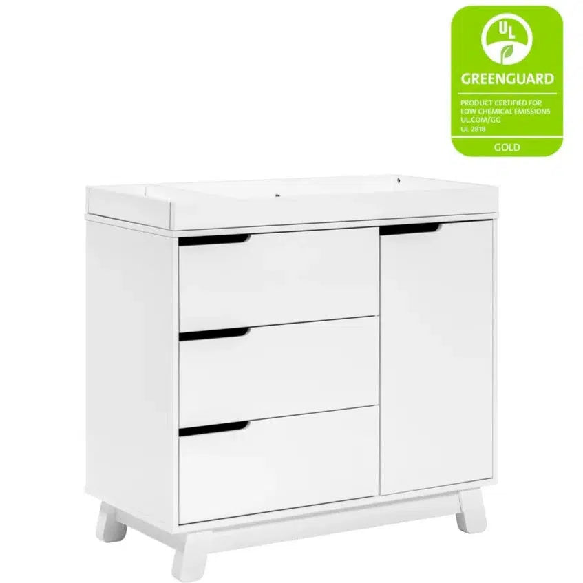 Babyletto Hudson 3-Drawer Changer Dresser in White - Modern Nursery Furniture for Diaper Changing & Storage