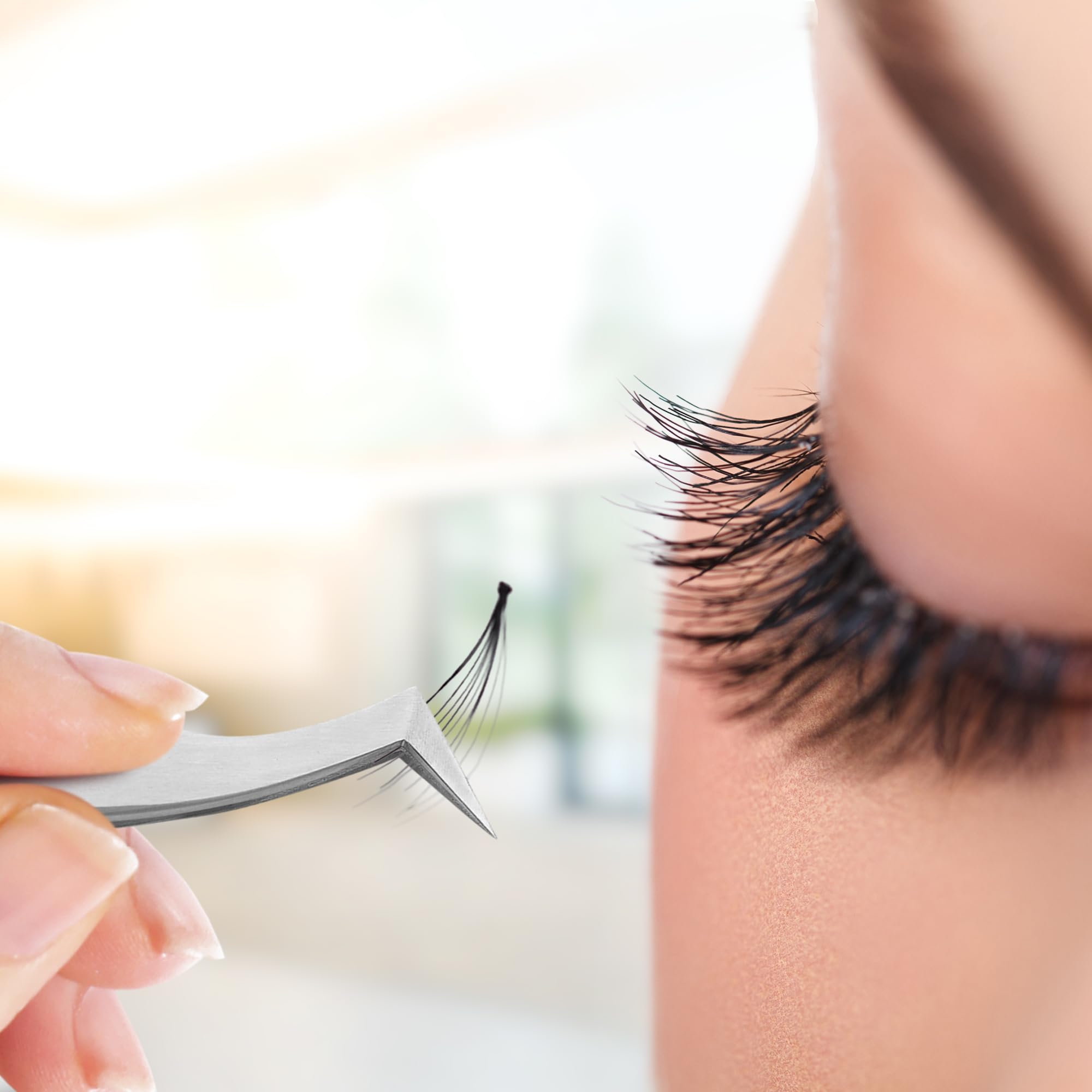 Professional Stainless Steel Lash Extension Tweezers - Precision Curved Eyelash Applicator for False Lashes & Mink Extensions - Beauty Technician Tools for Salon & Home Use - Silver