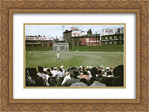 Crosley Field 2X Matted 24x20 Gold Ornate Framed Stadium Art Print - Vintage Baseball Decor for Home, Office & Man Cave Wall Decor