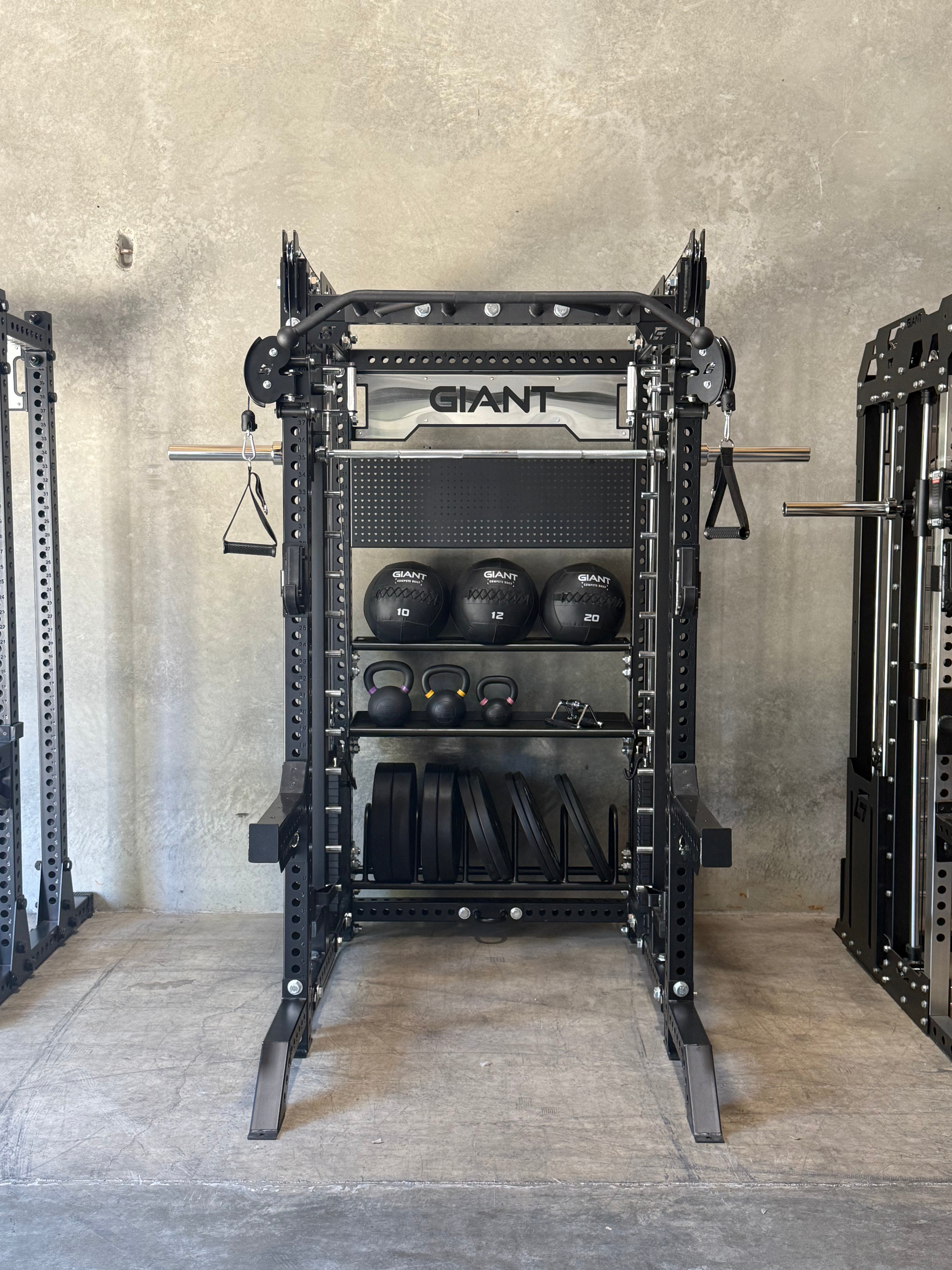 GIANT Grizzly Half Rack Functional Trainer with Smith Machine - Premium Home Gym Equipment for Strength Training & Weightlifting | Perfect for Home Workouts & Personal Fitness Studios