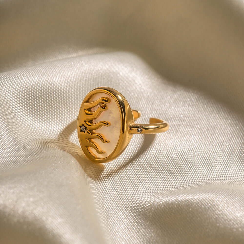 18K Gold Shell Midi Ring for Women - Elegant Thumb Ring Jewelry Gift (JDR001) | Perfect for Parties, Weddings & Everyday Wear