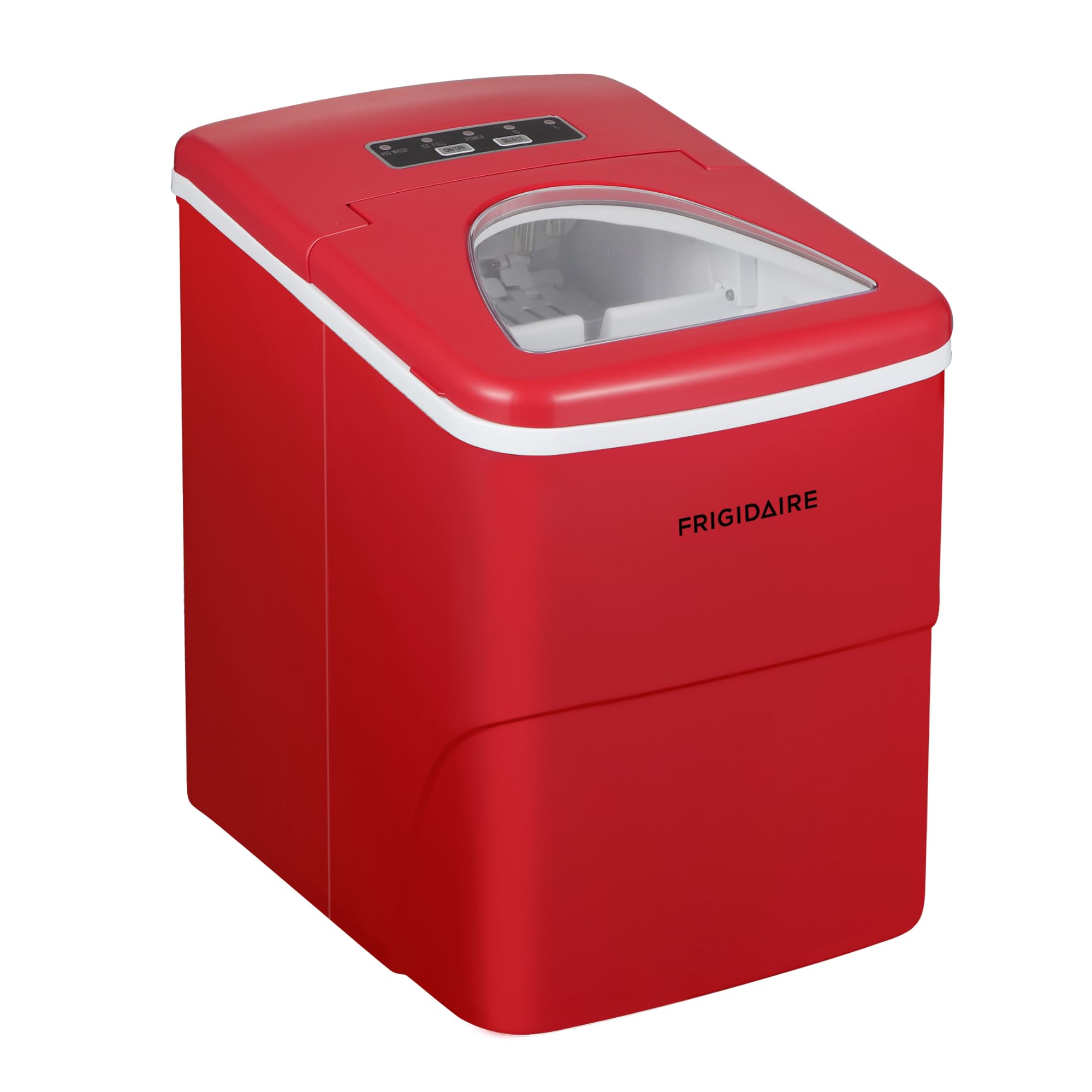 Frigidaire Compact Ice Maker Machine - 26 lbs Daily Output, Portable Countertop Ice Maker in Red for Home, Office, and Party Use