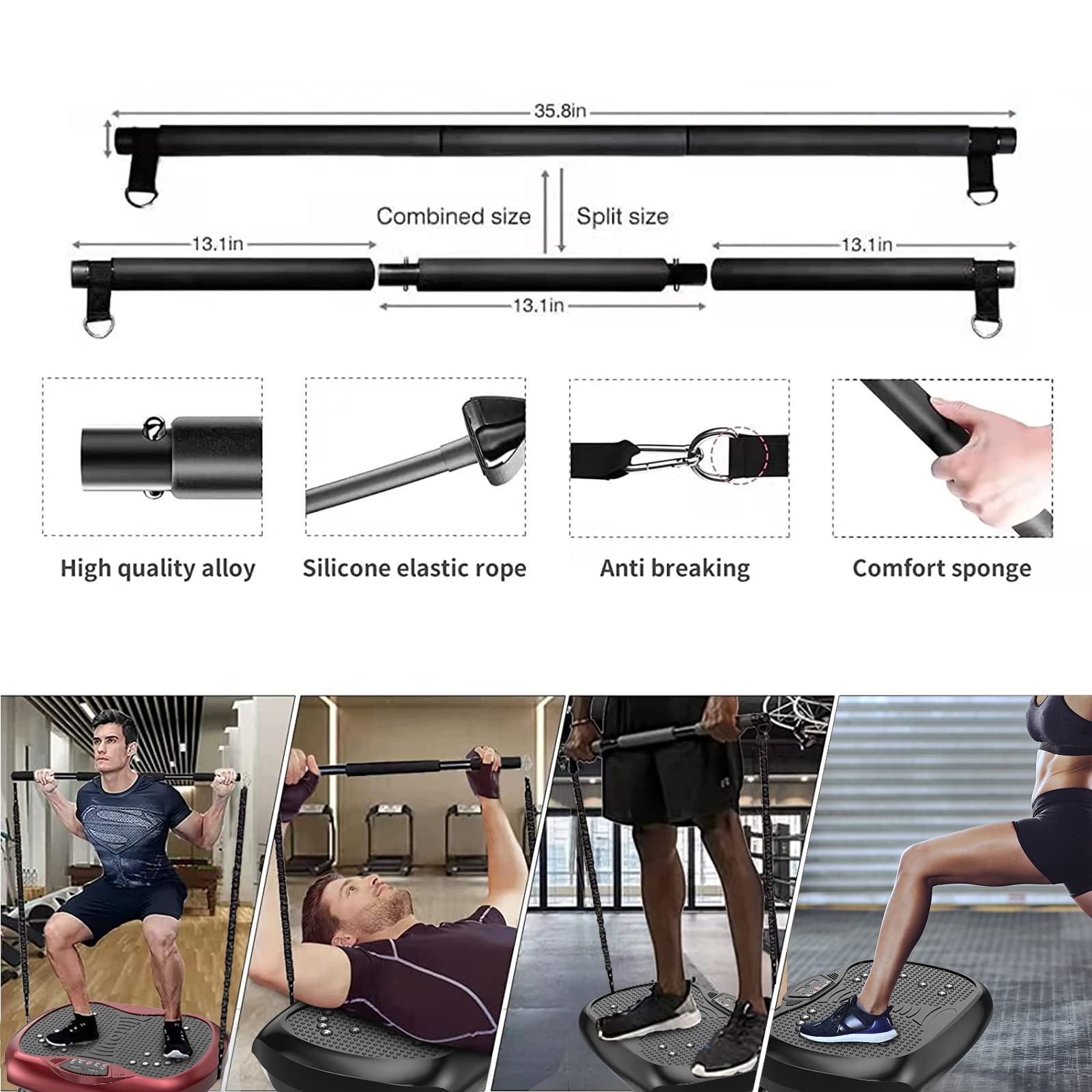 Whole Body Vibration Plate Machine for Weight Loss & Lymphatic Drainage - Home Fitness Equipment with Resistance Bands & Remote - Perfect for Pilates, Muscle Toning, and Post-Workout Recovery