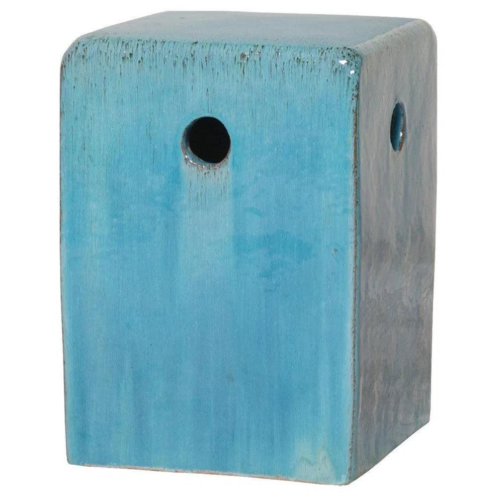 18 Inch Square Outdoor Decorative Garden Stool - Weather-Resistant Patio Side Table for Poolside, Porch & Backyard Decor