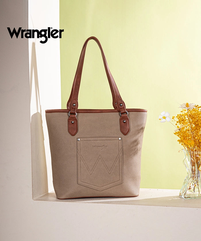 Wrangler Embroidered Canvas Tote Bag for Women - Durable & Stylish Shopping, Beach & Travel Tote - Perfect for Work, Gym & Daily Use