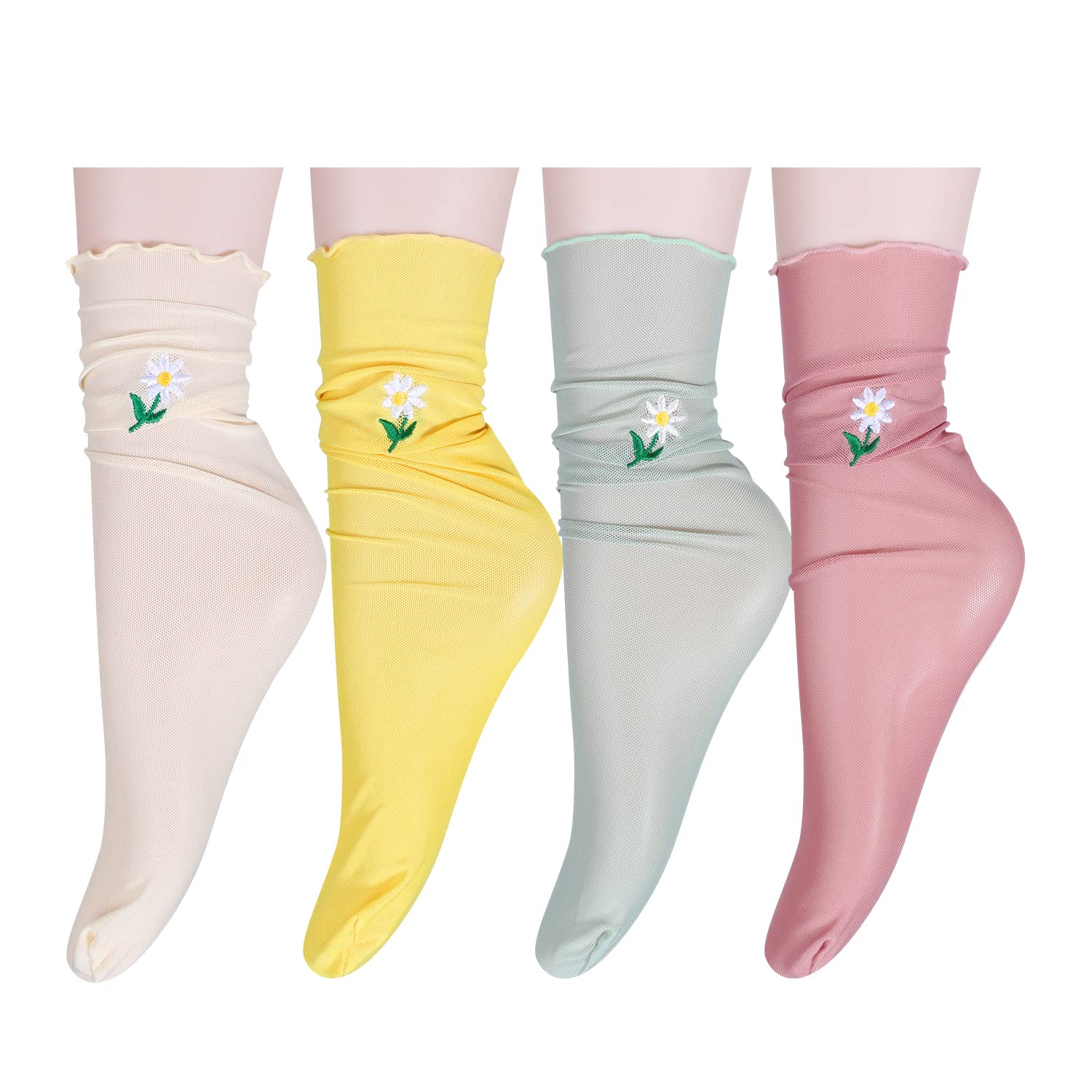 Benefeet Women's & Girls' Lace Sheer Mesh Slouch Socks - See Through Transparent Elegant Loose Tulle Decorated Socks for Casual Wear, Party Outfits & Fashion Accessories