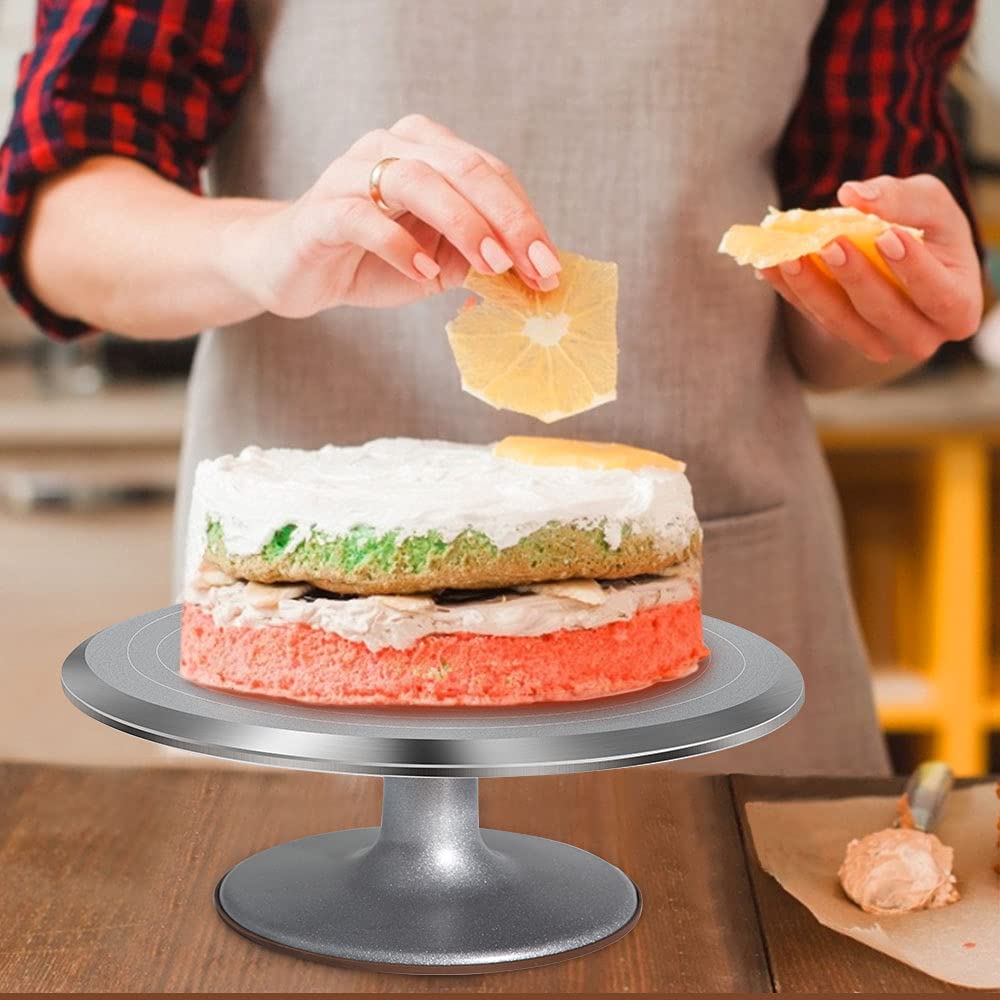 12 Inch Aluminum Cake Stand Turntable - Food Grade Alloy, 7.5