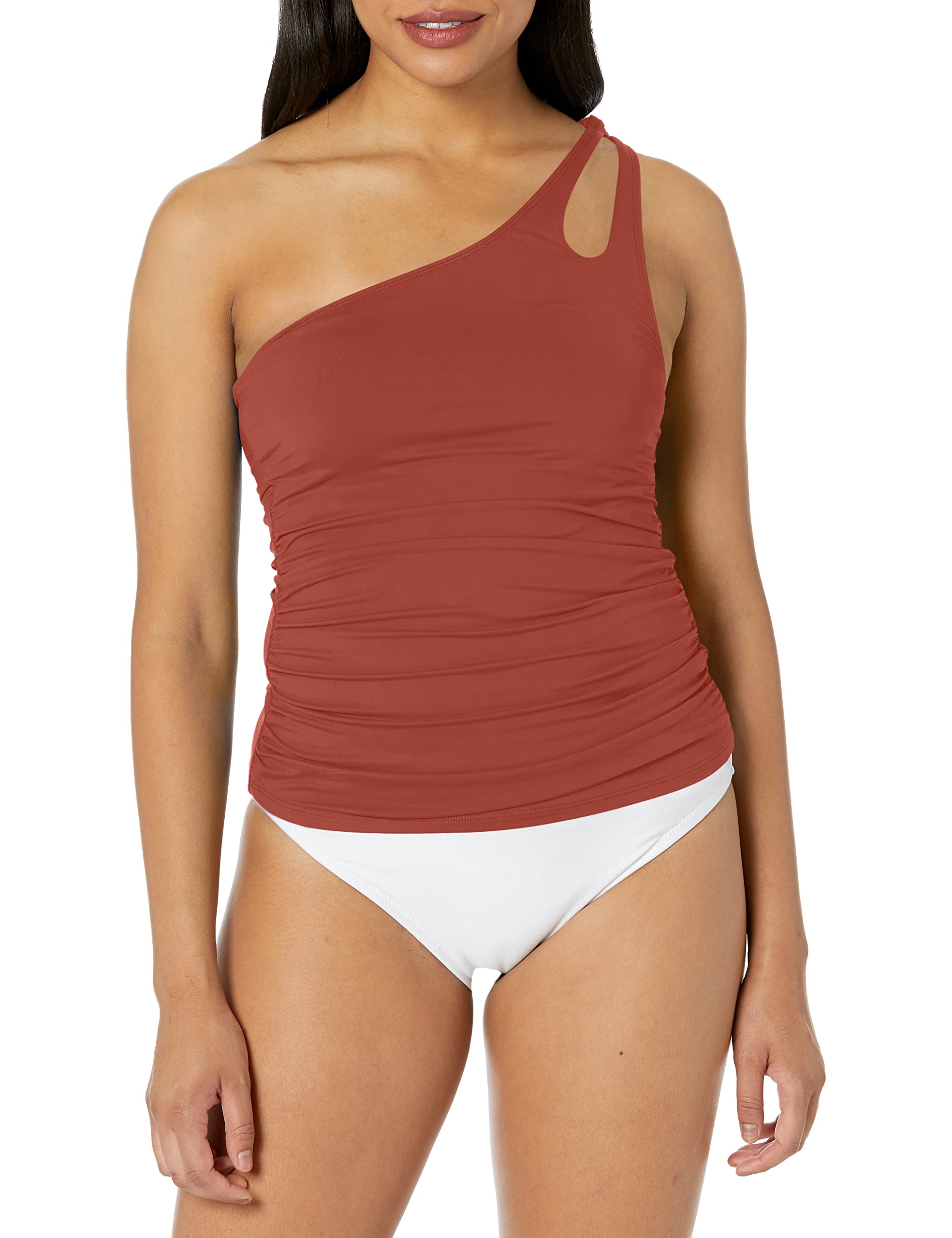 Island Goddess One Shoulder Keyhole Tankini Swimsuit Top - Sexy Beachwear for Women, Perfect for Pool Parties, Vacations & Summer Getaways