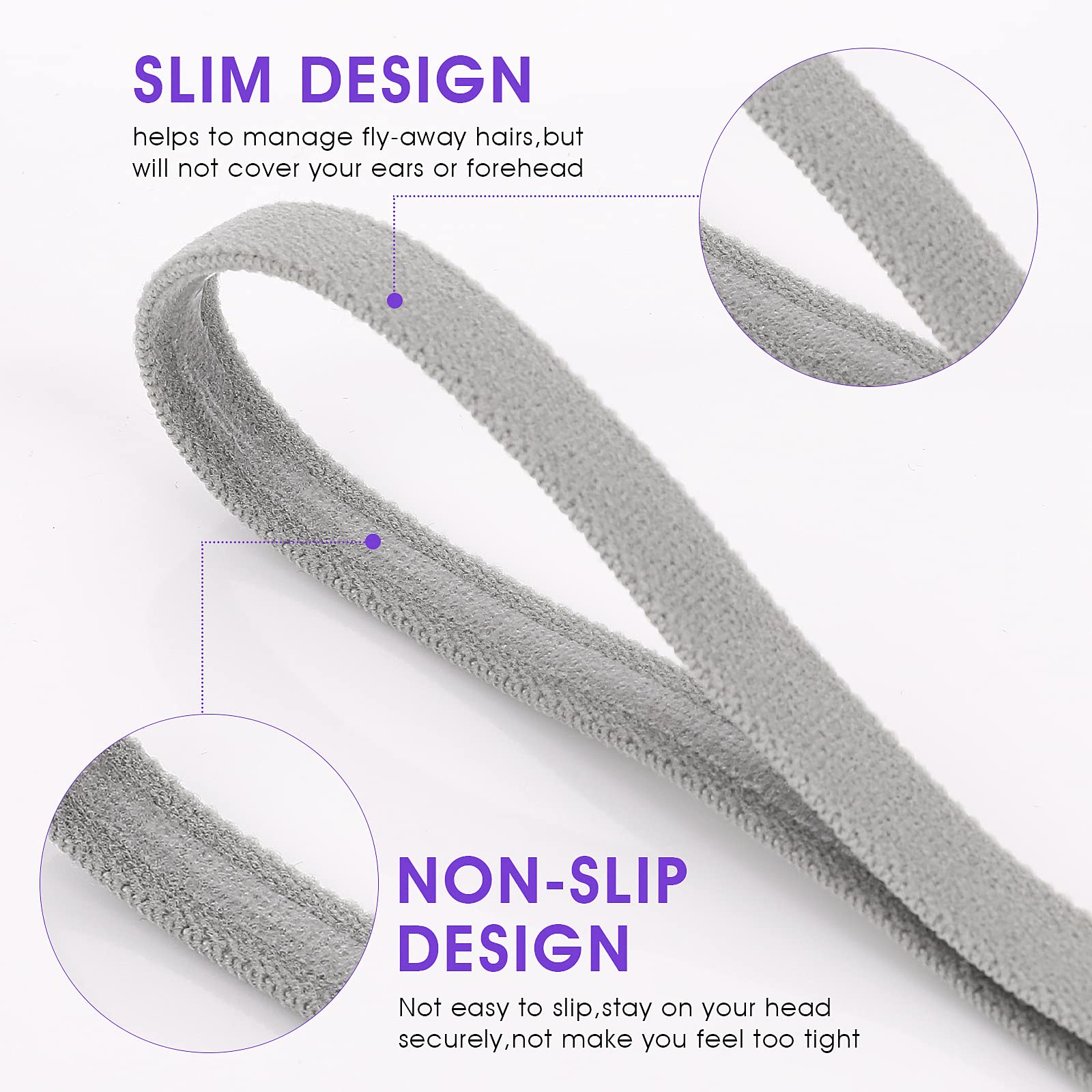 Sibba 4-Pack Non-Slip Silicone Grip Athletic Headbands - Thin Elastic Sports Hair Bands for Men, Women, Boys & Girls - Perfect for Yoga, Running, Soccer & Workout Sweat Protection