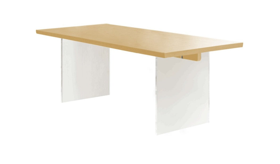 Solid Oak & Cherry Wood Acrylic Suspension Dining Table - Modern Floating Design for Small Spaces, Kitchens & Contemporary Dining Rooms