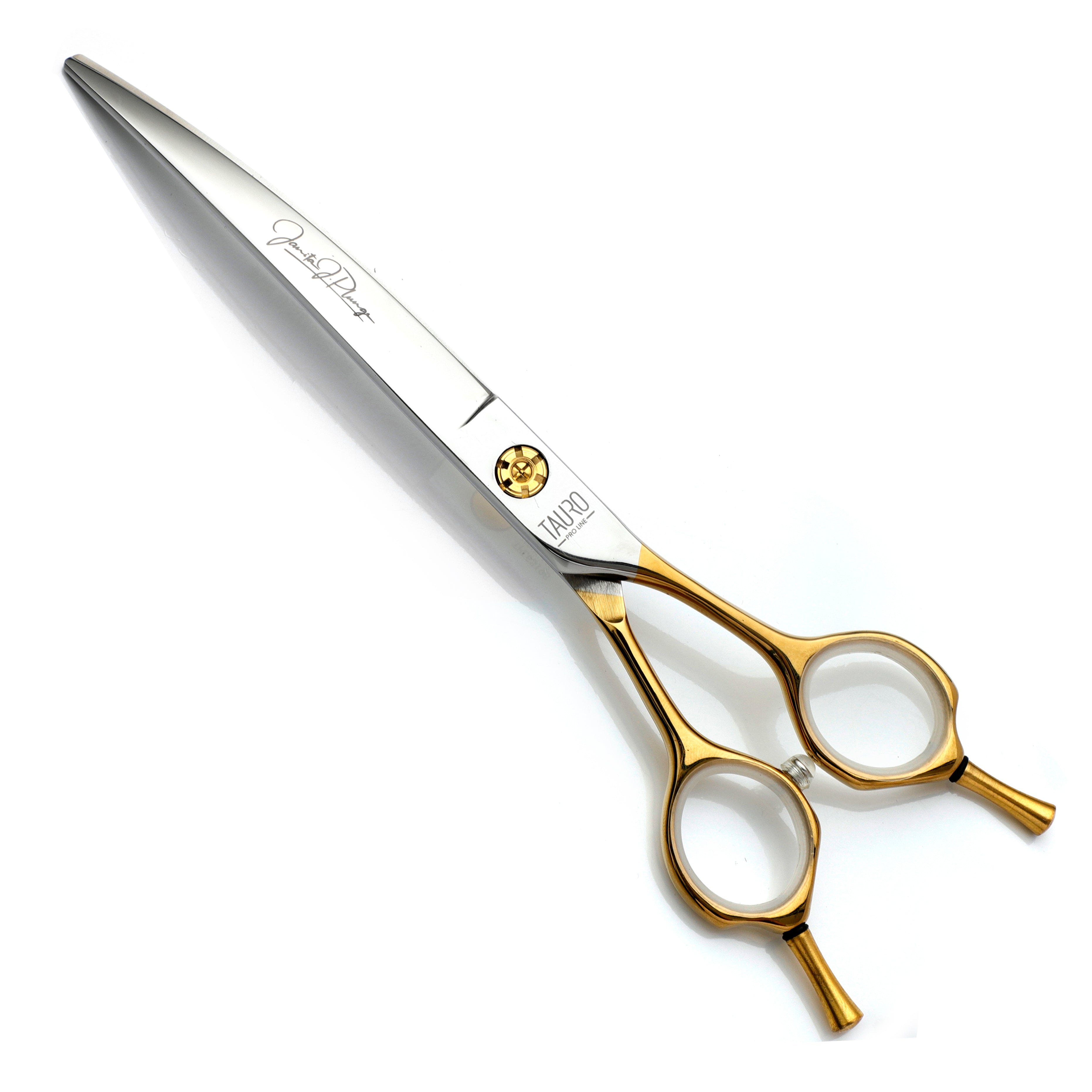 Tauro Pro Line Janita Stainless Steel Scissors - Ergonomic Right-Handed Curved Cutting Scissors with Double Finger Rest - Ultra Sharp for Fabric, Paper & Crafting - Perfect for Sewing, Quilting & Office Use