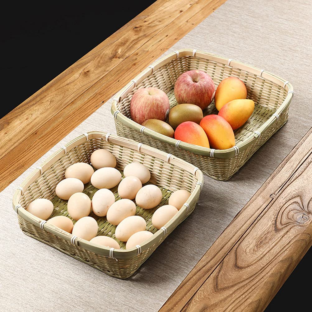 DOITOOL Bamboo Storage Basket - Natural Wooden Desktop Organizer for Home, Office, Bathroom | Perfect for Organizing Keys, Jewelry, Makeup & Small Essentials