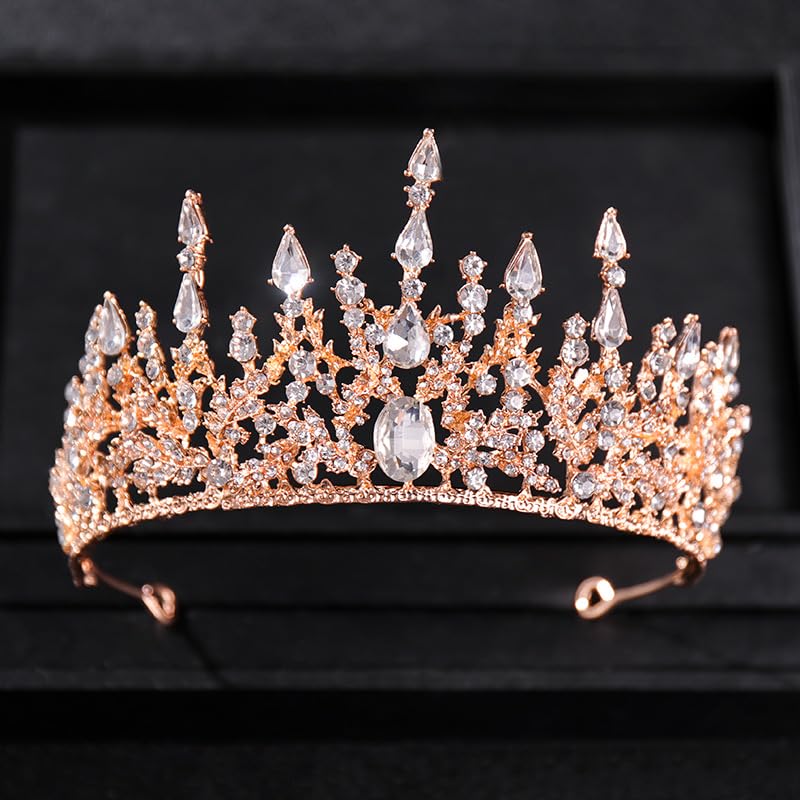 Baroque Crystal Rhinestone Crown & Tiara for Women - Elegant Wedding, Birthday, Pageant Hair Accessories | Perfect for Brides, Prom Queens & Special Occasions