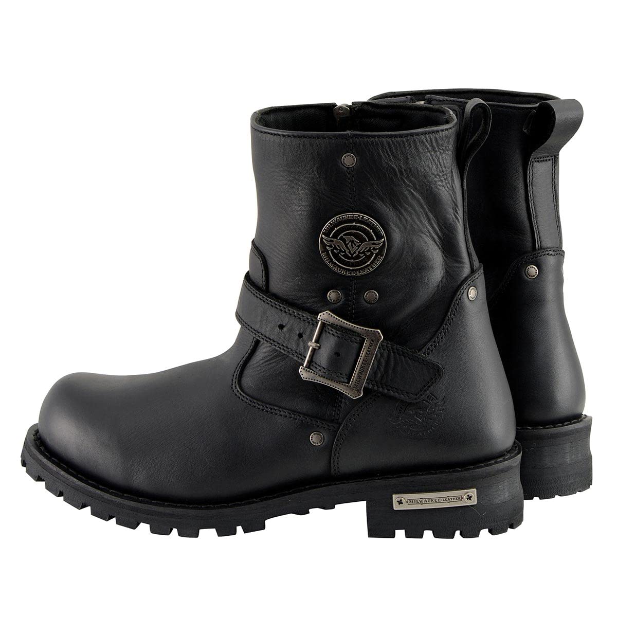 Milwaukee Leather Men's Black 6-Inch Classic Engineer Motorcycle Boots with Side Zipper - MBM9040 | Durable Riding Boots for Cruiser & Harley Davidson Motorcycles
