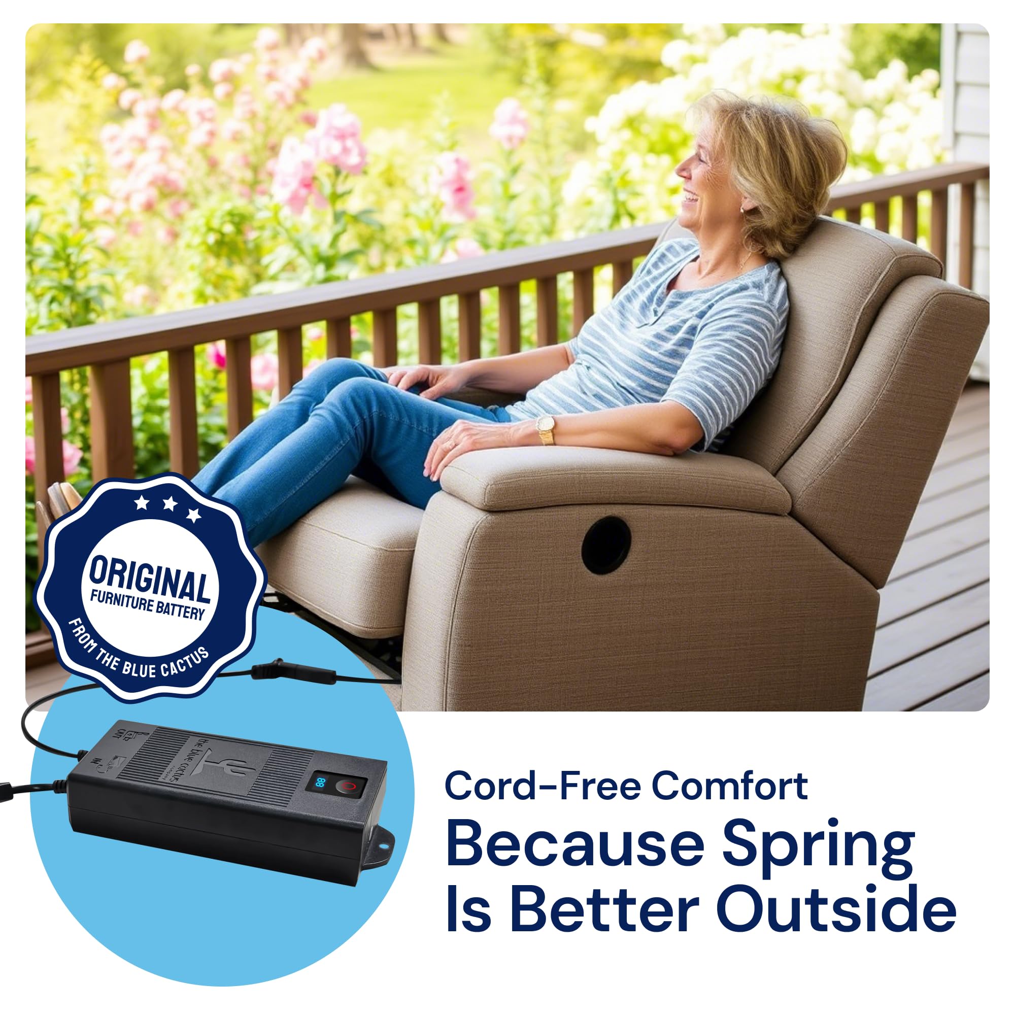 Universal Recliner Battery Pack - 2500mAh Wireless Rechargeable Power Supply for Electric Recliners, Power Sofas & Lift Chairs - LCD Display - Compatible with 2-Pin Motion Furniture - Perfect for Home Theater, Living Room & Bedroom Relaxation