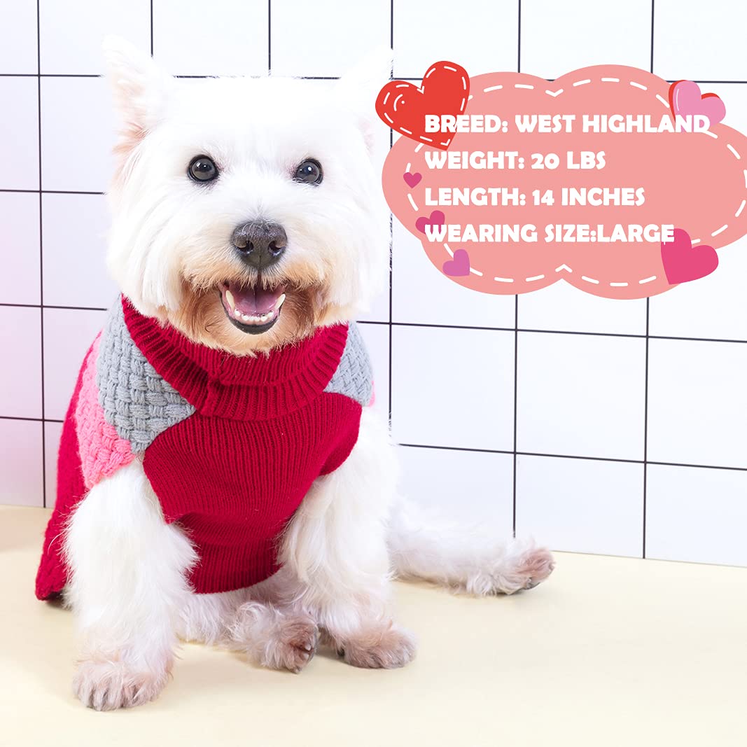 KYEESE Small Dog Sweaters - Turtleneck Knitwear for Puppies, Red XS | Warm & Stylish Winter Outfit for Indoor & Outdoor Activities