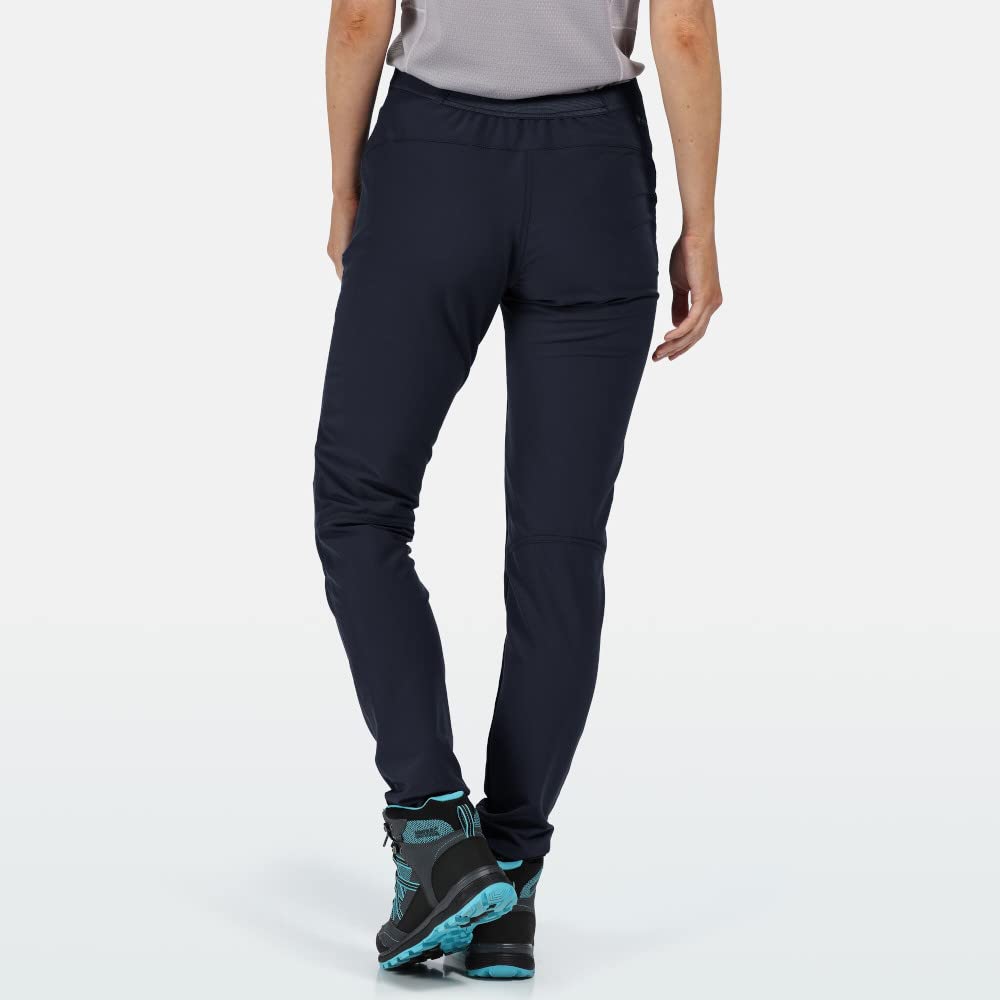 Women's Stretch Trousers - Navy Blue Comfort Fit Pants Size 10 Long - Perfect for Office Wear, Travel & Casual Outfits