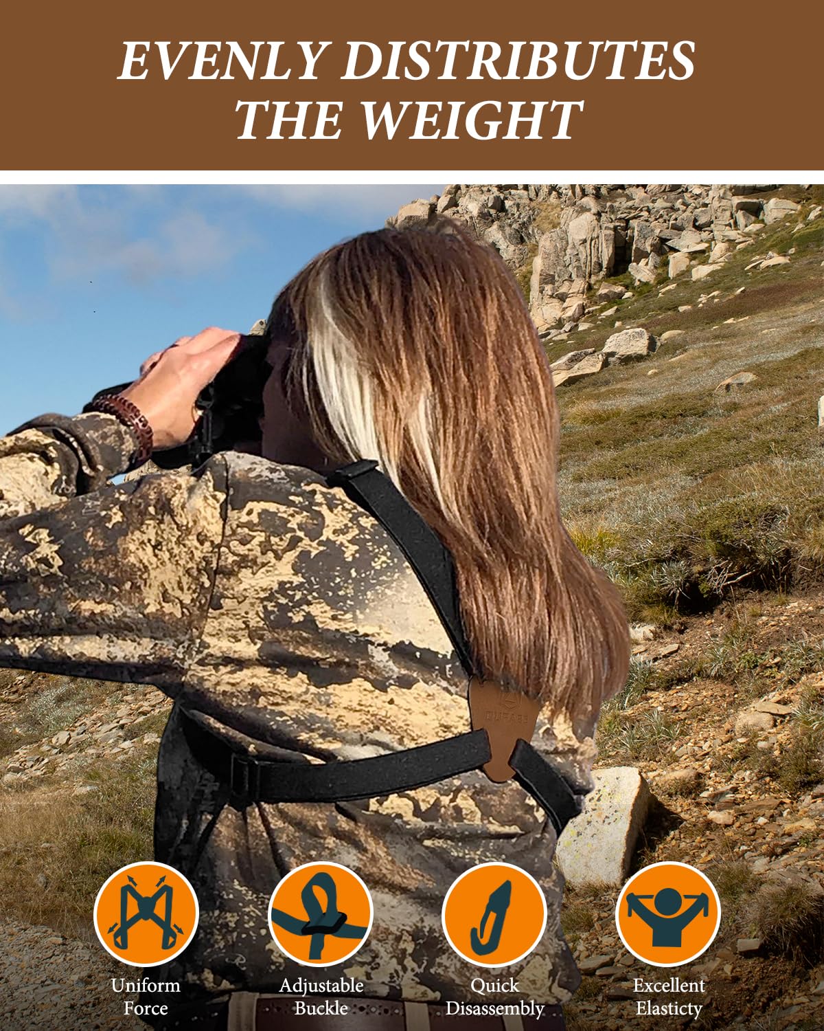 Premium X-Shaped Binocular Harness Strap - Adjustable & Comfortable for Bird Watching, Hunting, Hiking - Fits Binoculars, Cameras, Rangefinders - Ideal for Outdoor Adventures & Wildlife Observation