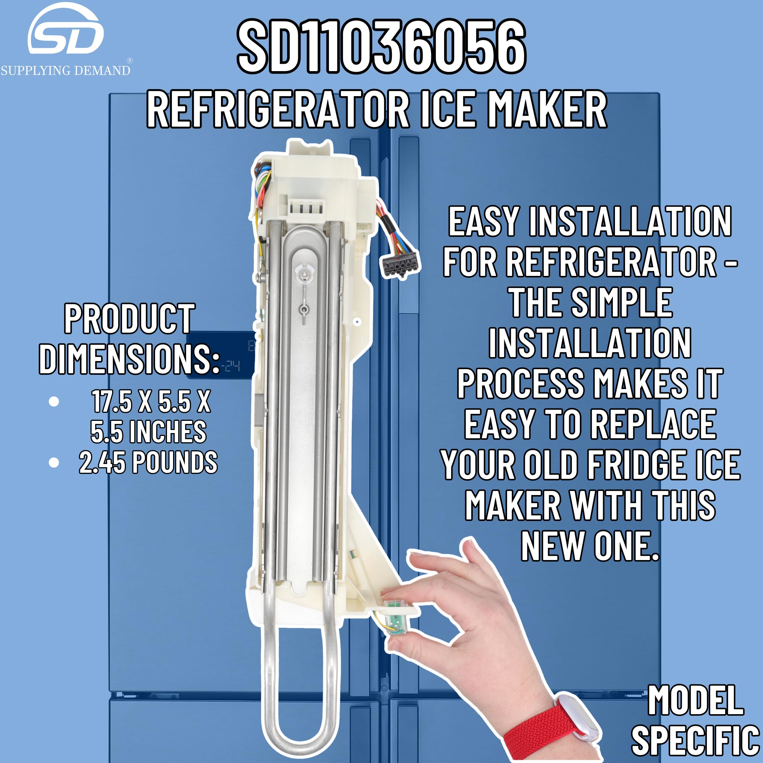 11036056 Refrigerator Ice Maker Replacement for Fridge - Compatible with AP6991261 - Perfect for Home Kitchen Appliance Repair & Ice Production