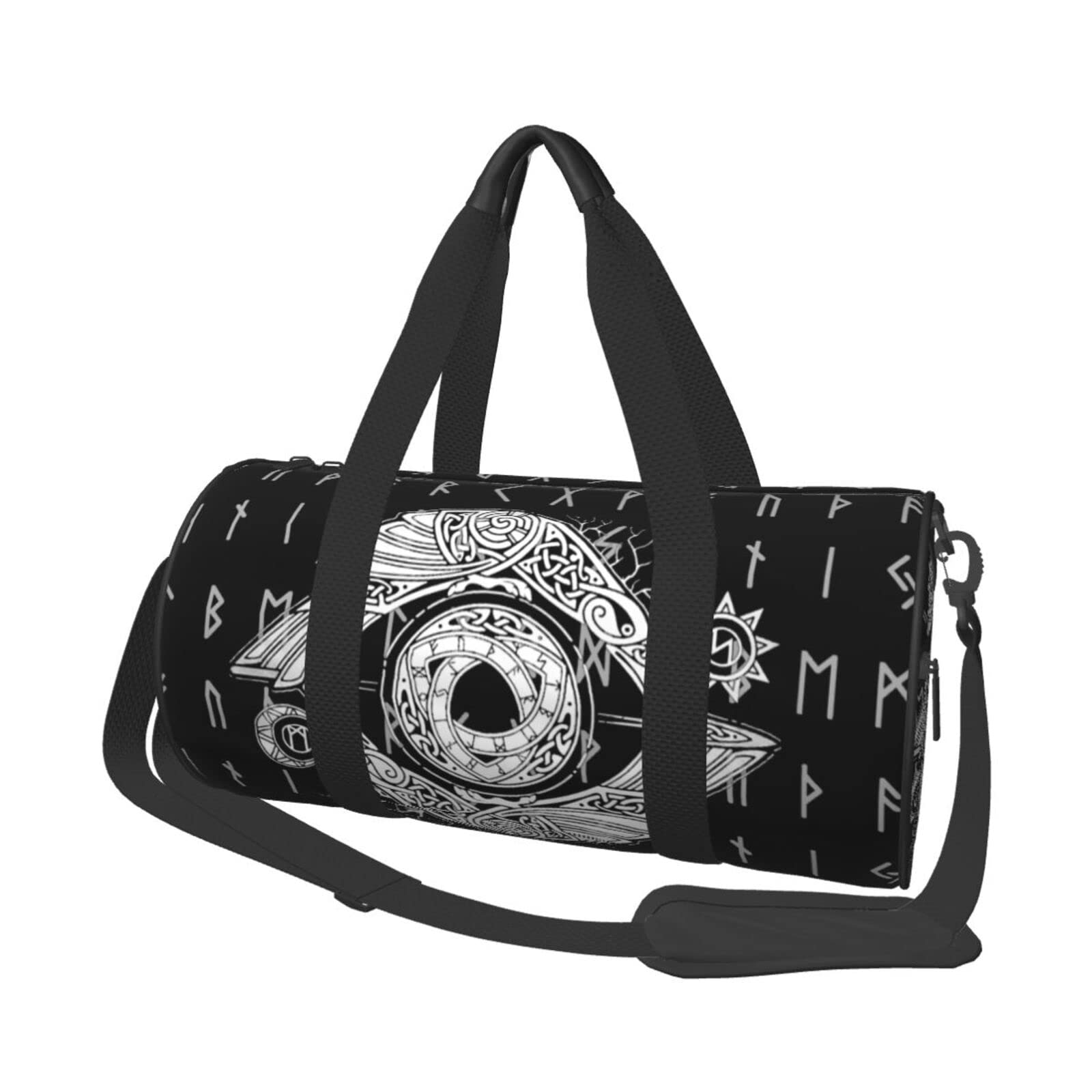 Vikings Print Sports Gym Bag - Lightweight Foldable Zipper Cylinder Travel Bag for Men & Women | Perfect for Gym, Workout, Travel & Sports Gear Storage