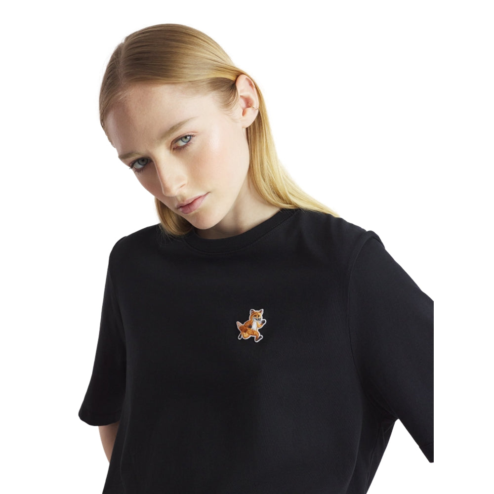 MAISON KITSUNE Women's Speedy Fox Patch Comfort T-Shirt - Soft Cotton Black Tee for Casual Wear & Street Style Outfits