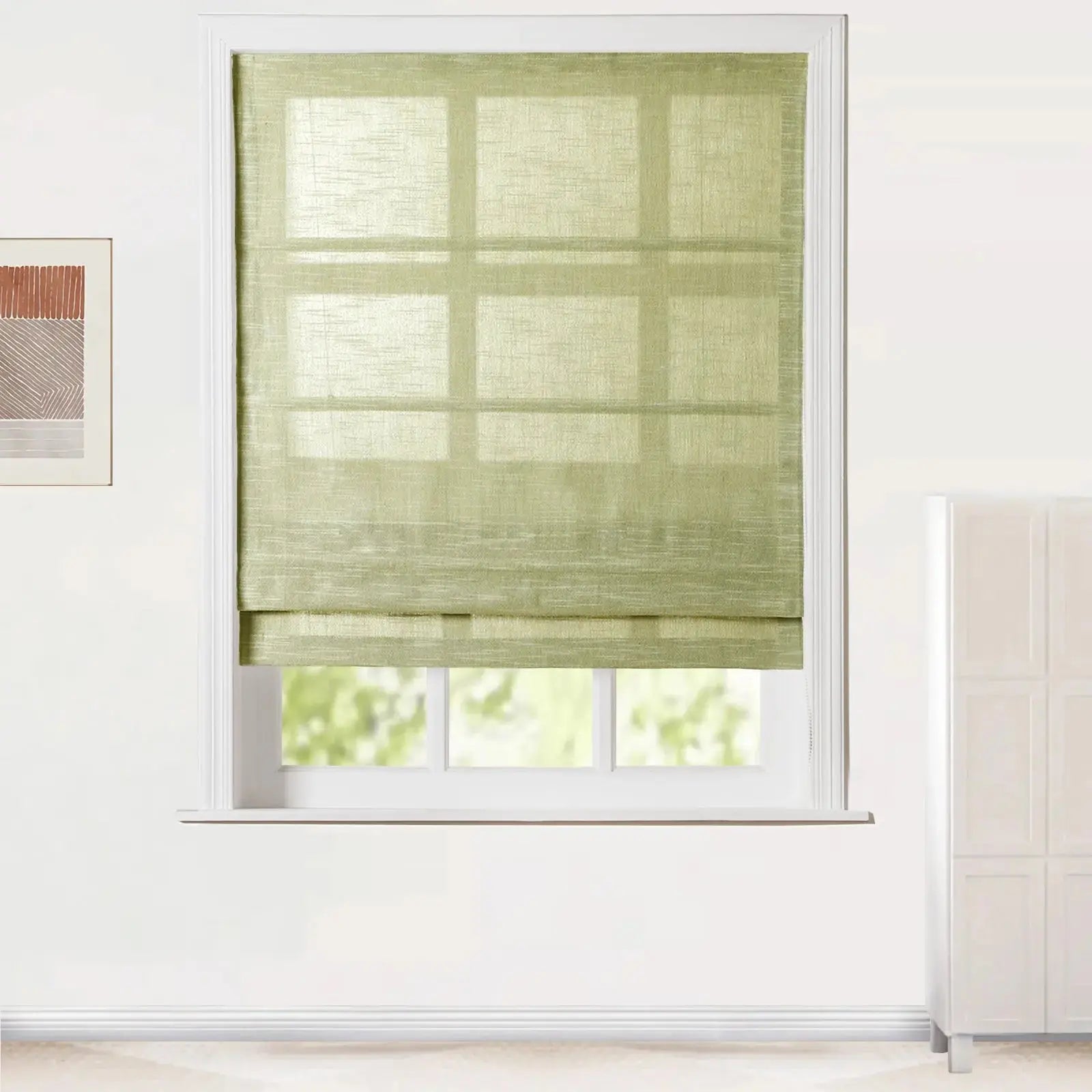 Jawara Linen Cotton Roman Shade with Cord Lift - Elegant Window Treatment for Living Room, Bedroom & Office