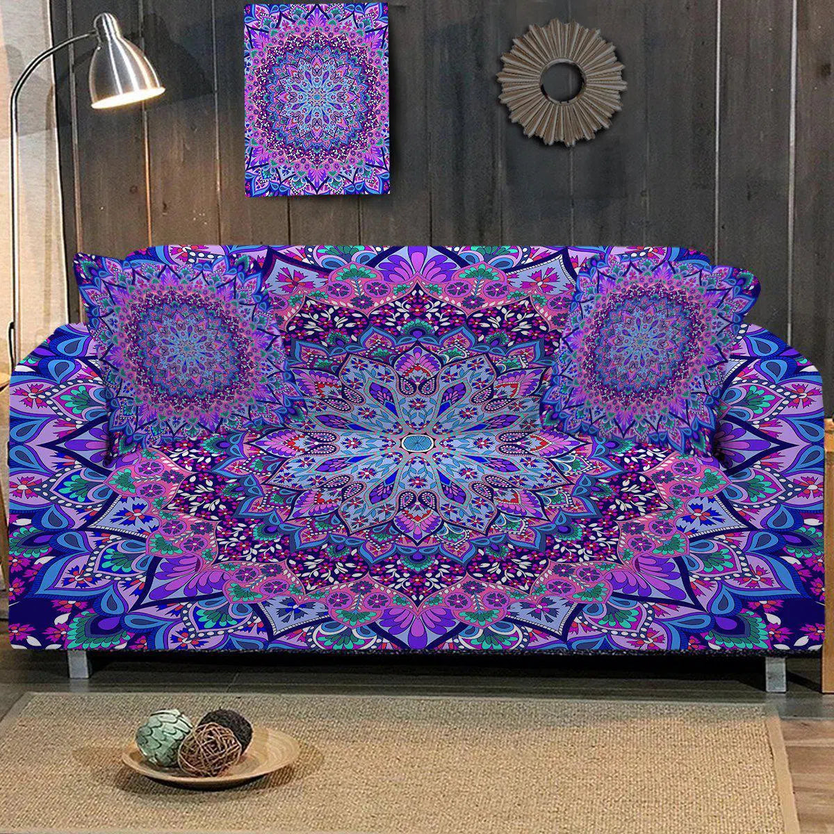 Bohemian Cosmic Couch Cover - Stylish & Durable Sofa Slipcover for Living Room, Bedroom, or Dorm - Perfect for Boho, Hippie & Eclectic Home Decor