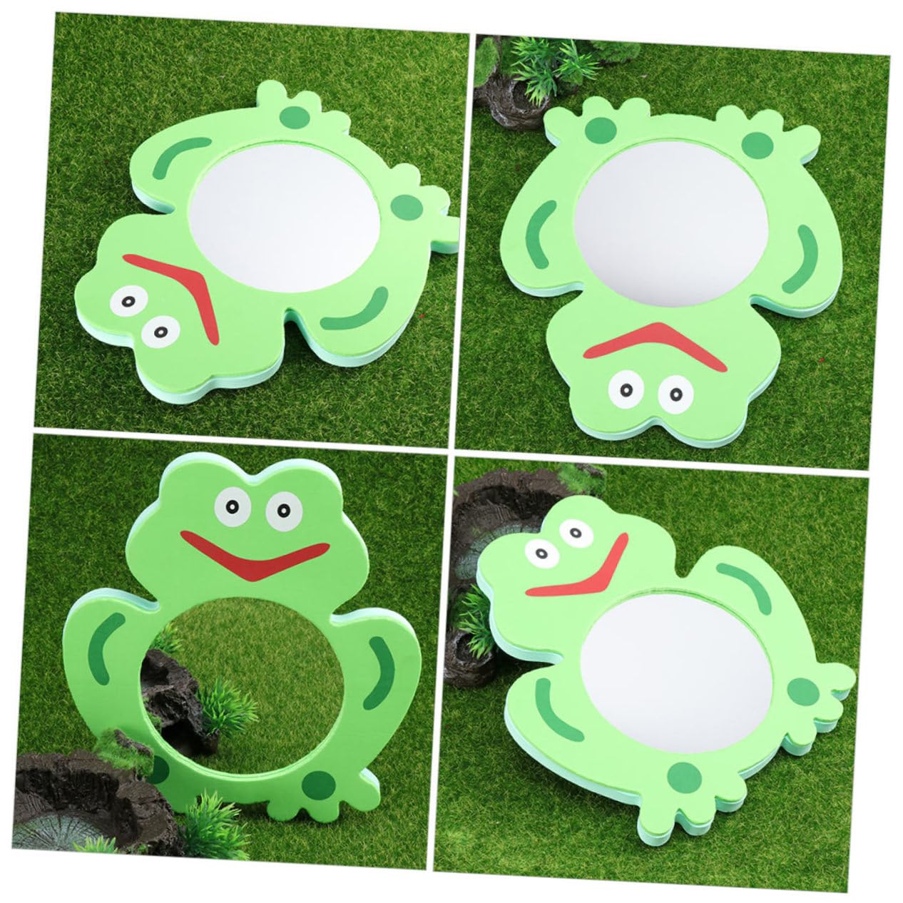FAVOMOTO 4-Pack Frog Bath Mirror Toys - Waterproof Shower & Bathtub Fun for Kids - Travel Bathroom Mirror for Toddlers - Perfect for Sensory Play & Early Learning Development