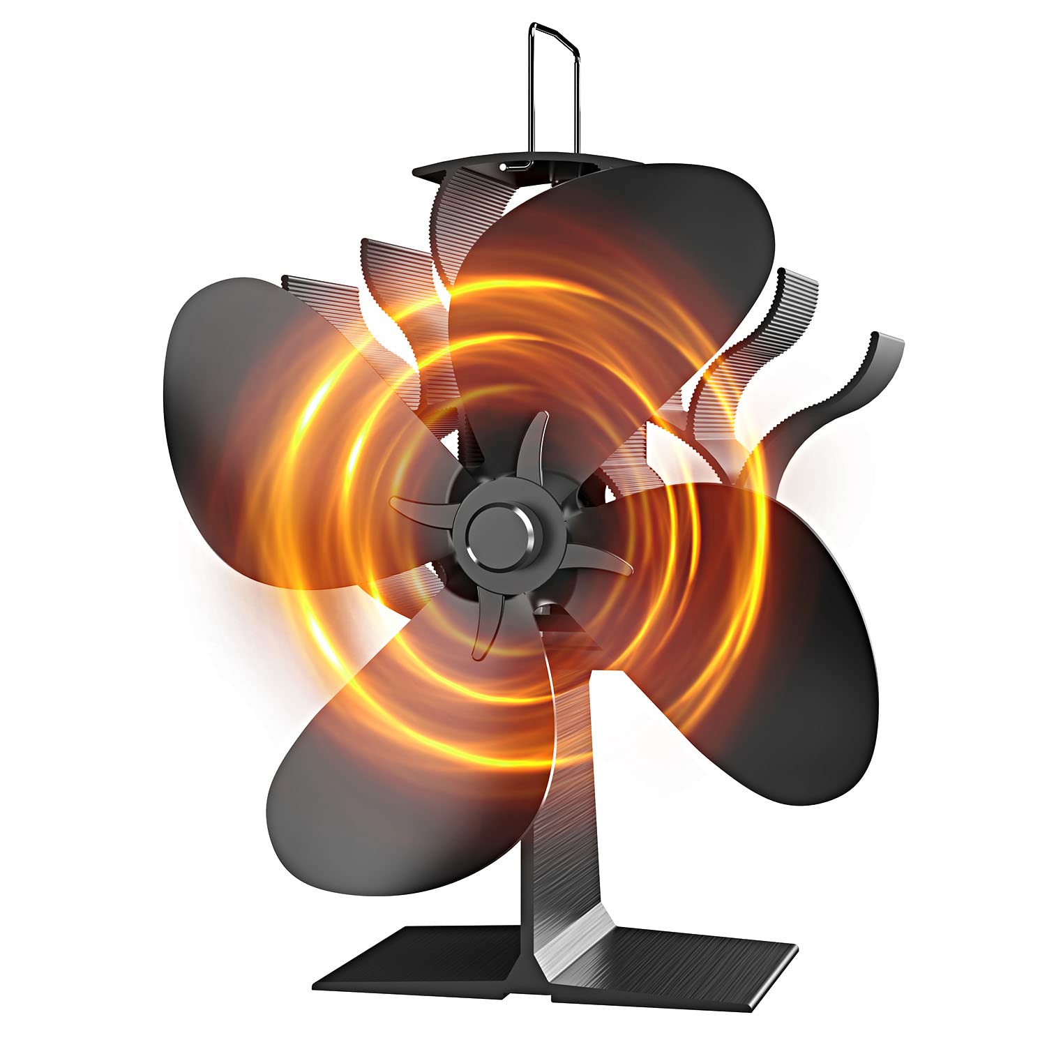 OCROUKI 4-Blade Heat Powered Stove Fan - Silent Wood Stove Fan for Efficient Warm Air Circulation, No Electricity Required - Eco Friendly for Wood/Gas/Pellet Stoves | Perfect for Cozy Fireplace Heating & Energy Savings in Cabins, Homes & RV Living