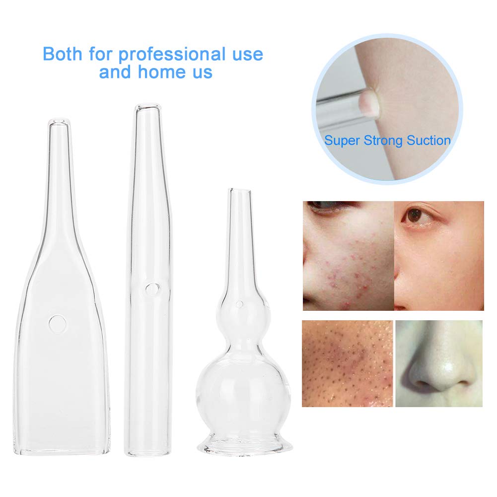 3PCS Electric Blackhead Remover Kit - Glass Pipes & Vacuum Accessories for Facial Cleansing & Pore Extraction | Perfect for Home Spa & Professional Beauty Treatments