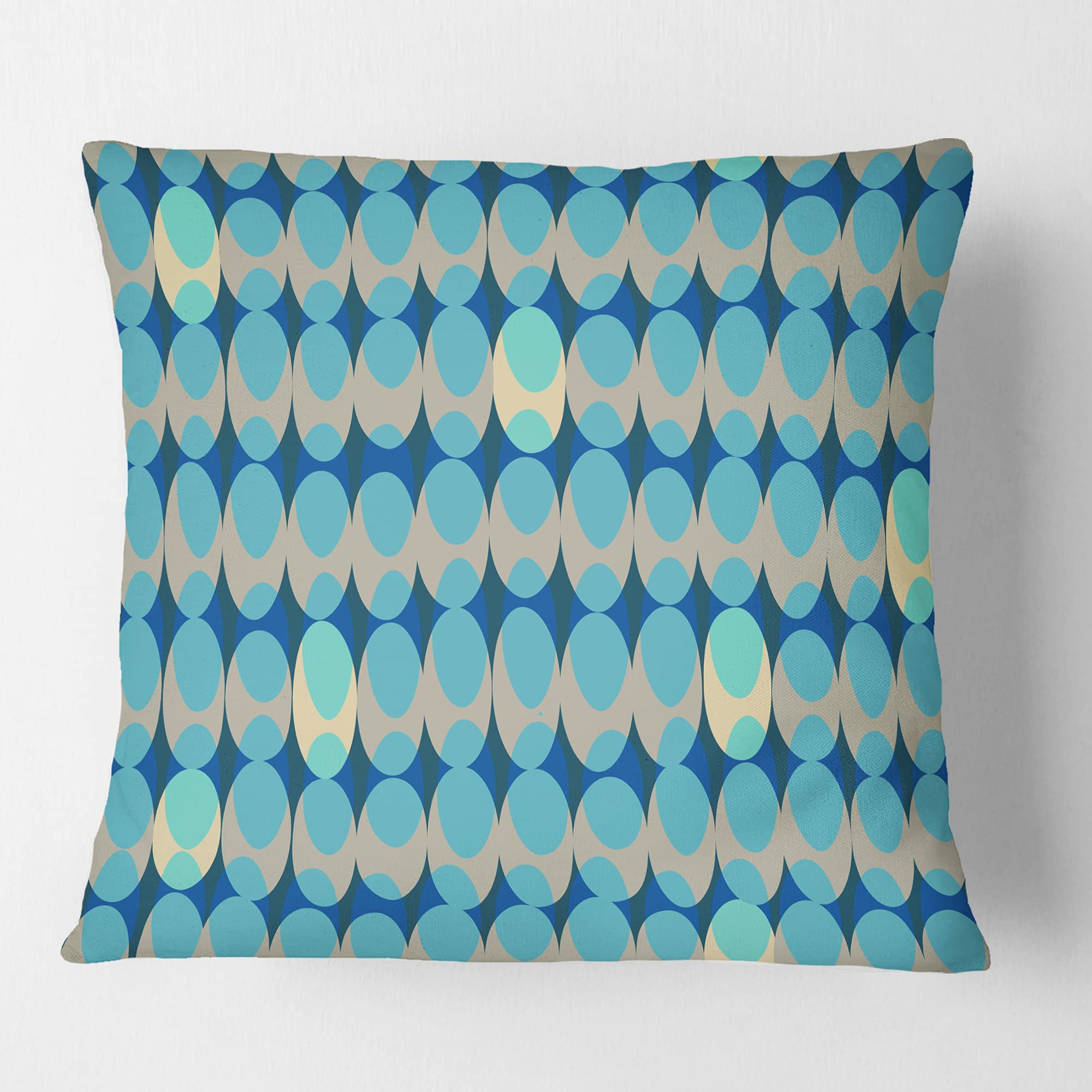 DesignQ CU24166 Decorative Throw Pillow Cushion 18x18 Inches - Soft Blue Square Accent Pillow for Sofa, Bed, Living Room & Home Decor