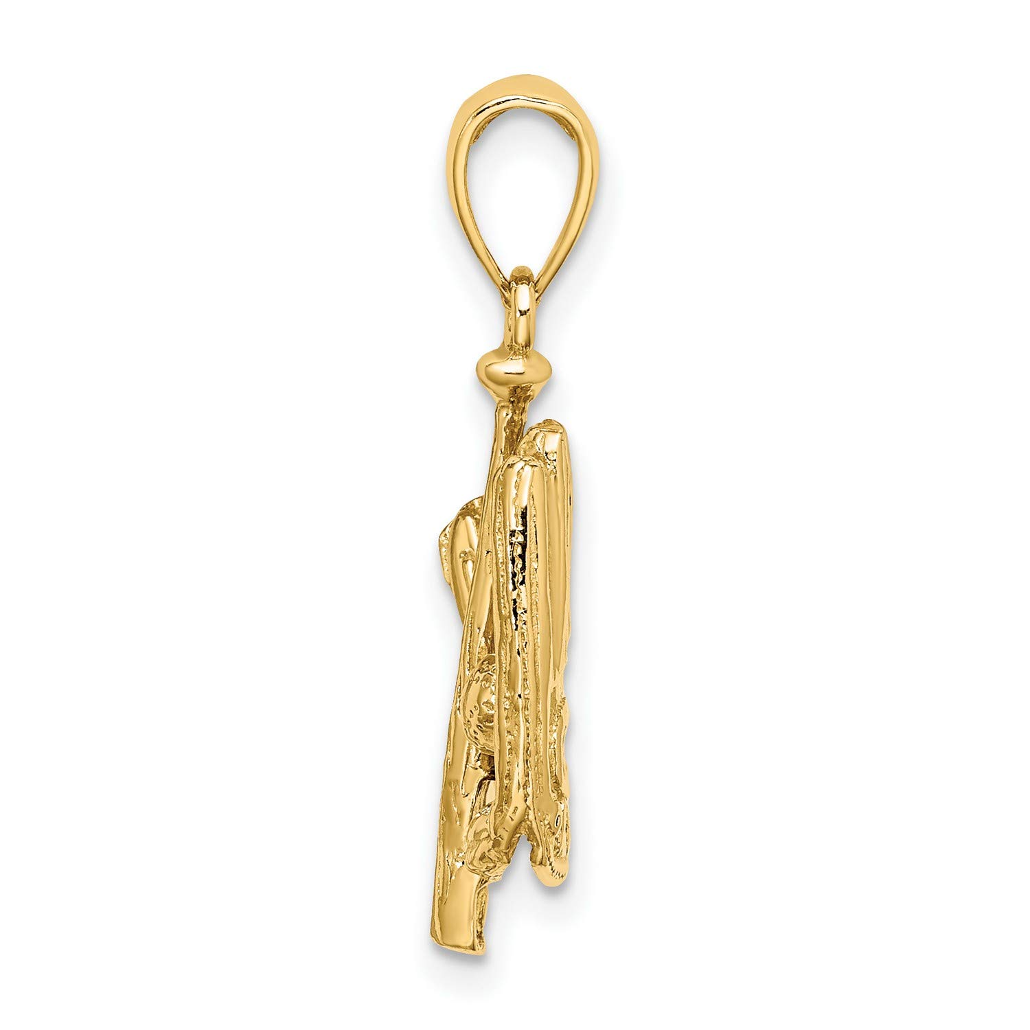 14K Yellow Gold Baseball Bat Pendant with Ball & Glove Charm - 16mm x 11mm Polished Jewelry Gift for Sports Lovers - Perfect for Baseball Games, Fan Apparel & Jewelry Collections