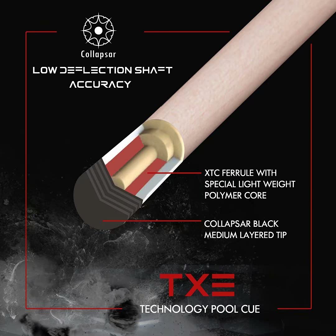 Collapsar Pool Cue Stick Set with 1X1 Hard Case - Low Deflection Technology for Precision Shots | Perfect for Professional Billiards & Home Game Rooms