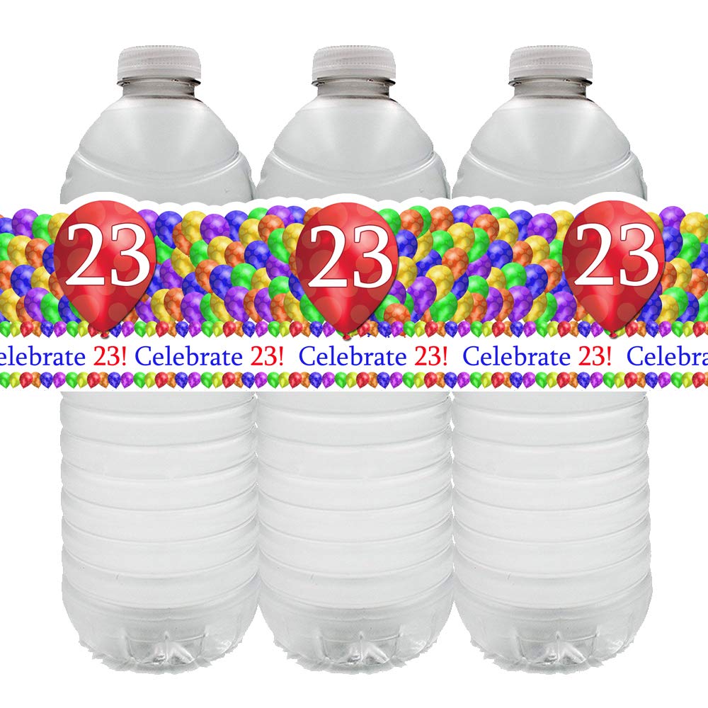 Partypro 23rd Balloon Blast Water Bottle Labels - 24 Count Pack for Birthday Parties, Baby Showers & Special Events - Fun & Colorful Bottle Stickers for Celebrations