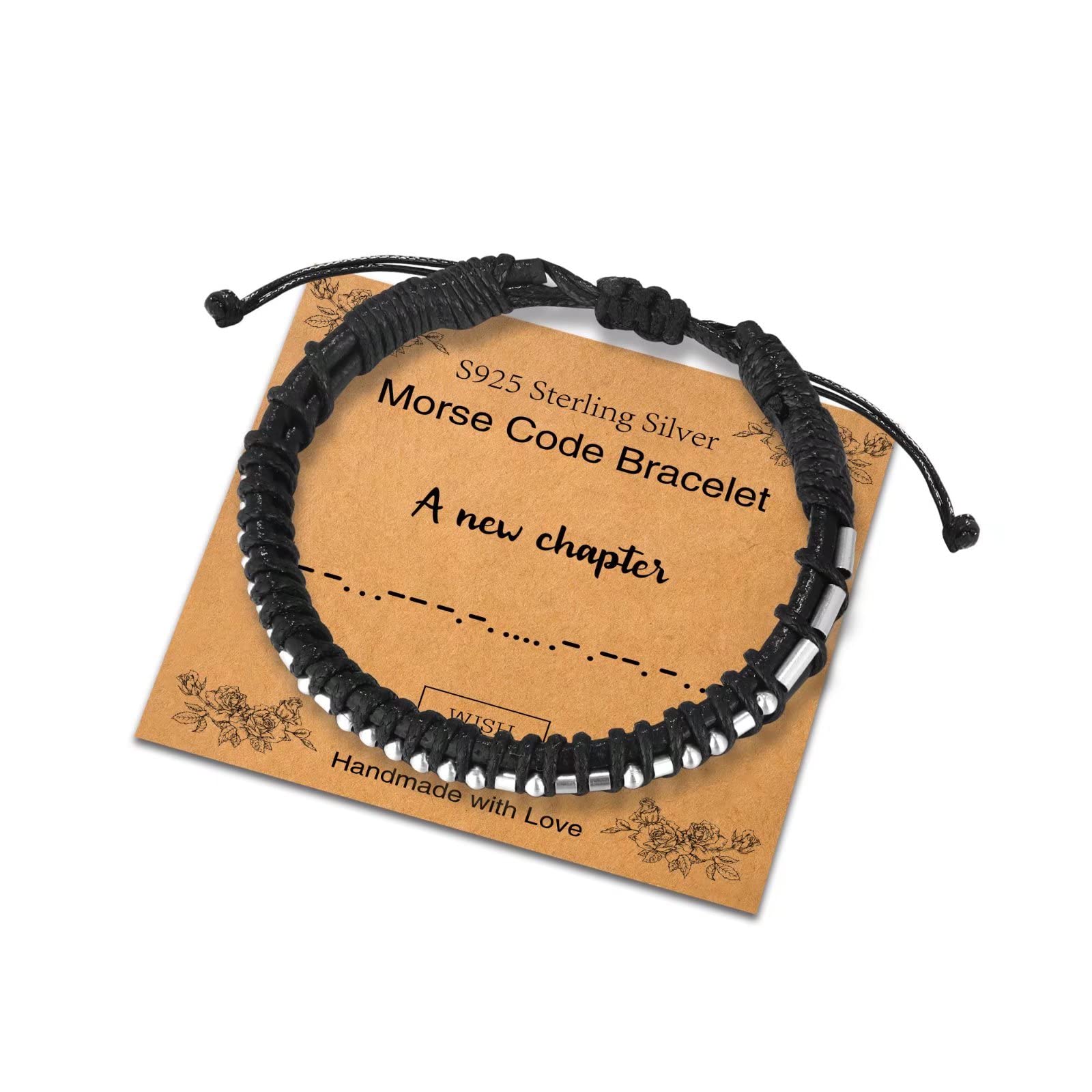 Adjustable Leather Morse Code Bracelet for Women & Men - Sterling Silver Inspirational Jewelry, Unique Friendship & Birthday Gift - Perfect for Daily Wear, Special Occasions & Meaningful Gifts