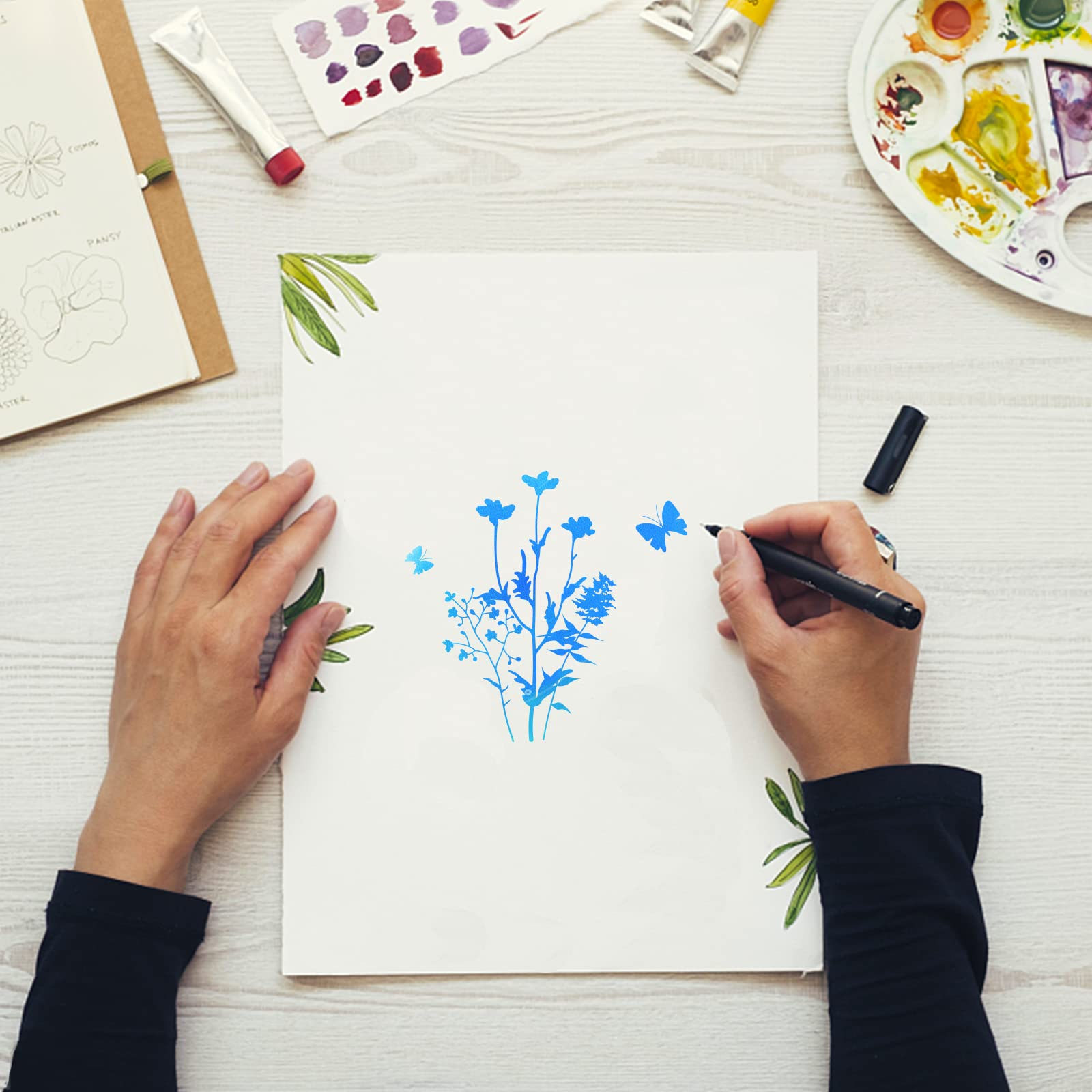 GLOBLELAND Transparent Silicone Stamps Set - Floral Plant Silhouette Design with Daisy, Lavender & Wildflowers for Scrapbooking, Journaling, Card Making & DIY Crafts | Perfect for Memory Books, Greeting Cards & Art Projects