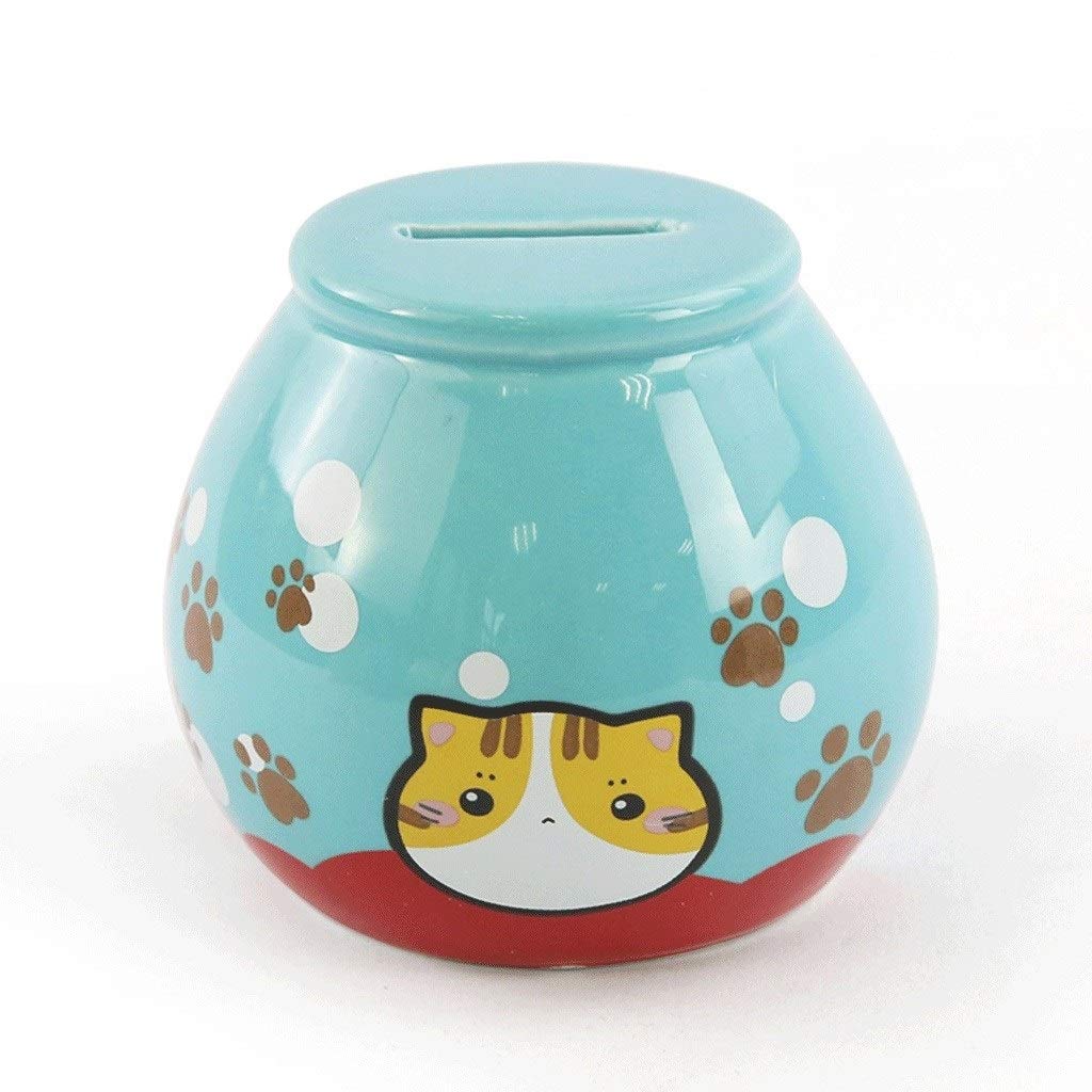 Blue Ceramic Piggy Bank for Kids - Money Saving Coin Bank, Cute Home Decor & Birthday Gift for Boys and Girls - Perfect for Teaching Children to Save Money, Organize Coins, and Decorate Bedrooms or Playrooms