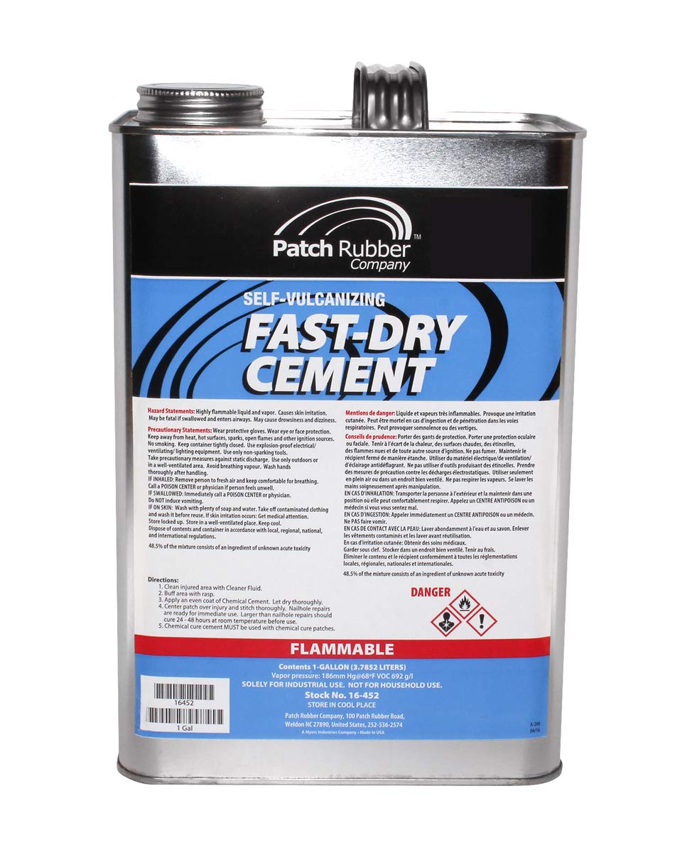Fast-Dry Self-Vulcanizing Tire Repair Cement - 1 Gallon for Dual/Heat Cure Patches, Plugs, Stems & Inserts | Professional Radial & Bias Tire Repair Kit for Punctures, Leaks & Balance Pads | Ideal for Auto Shops, DIY Mechanics & Emergency Roadside Repairs