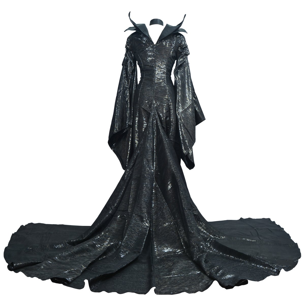 Angelaicos Women's Long Black Halloween Cosplay Dress - Gothic Elegant Costume for Party, Show, and Themed Events